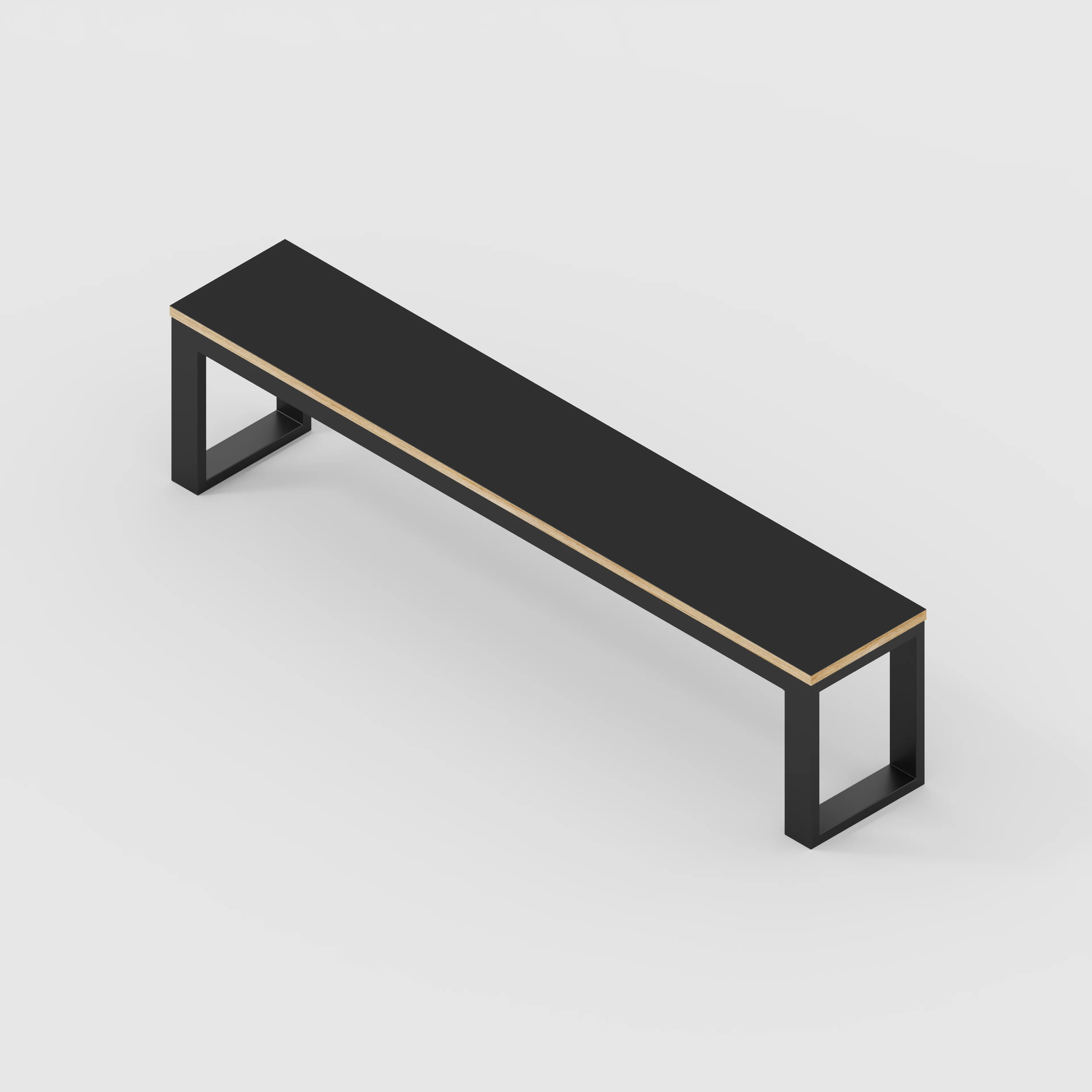 Plywood Bench Seat with Black Industrial Frame - Formica Diamond Black - 1800(w) x 325(d) - Image 3