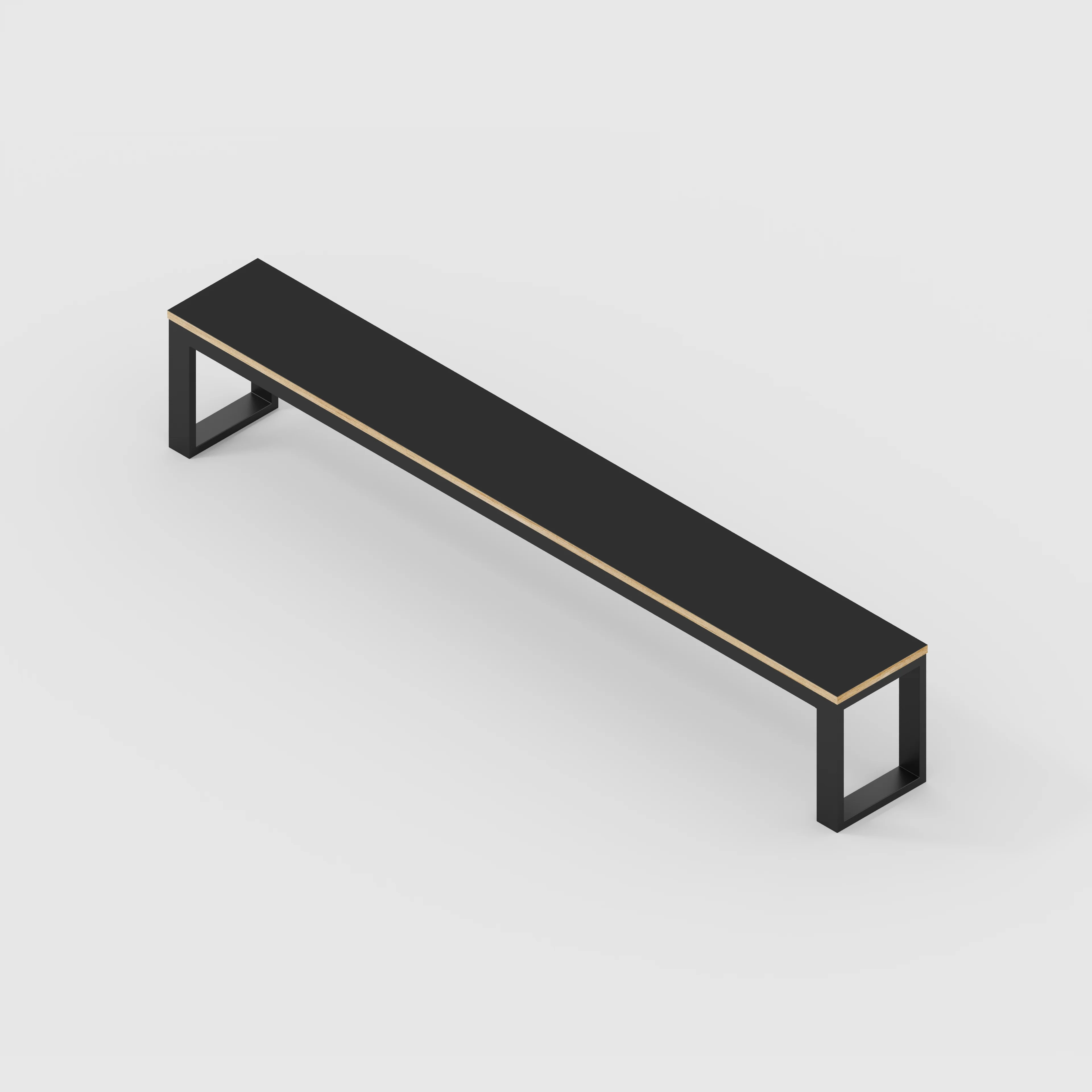 Plywood Bench Seat with Black Industrial Frame - Formica Diamond Black - 2400(w) x 325(d) - Image 3