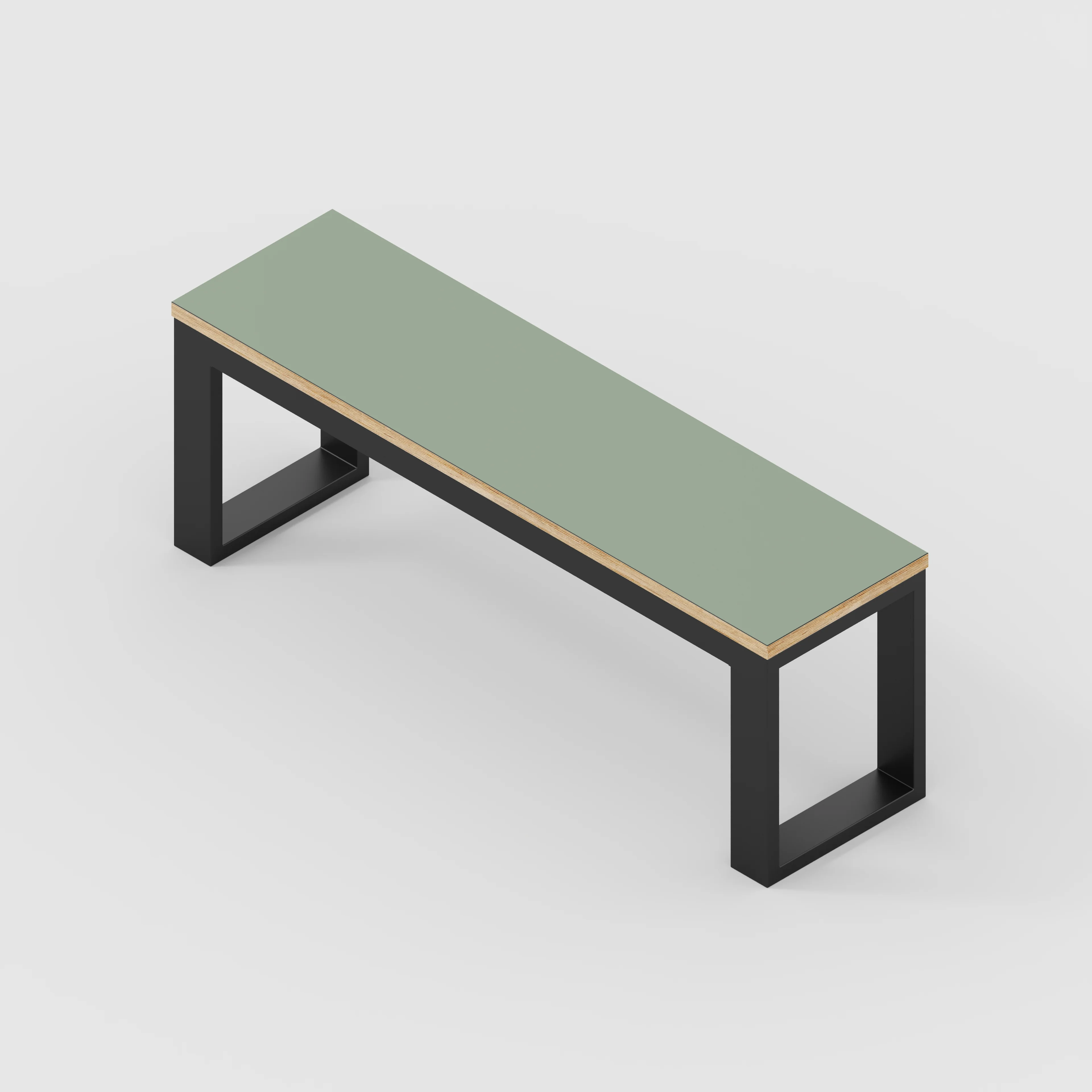 Plywood Bench Seat with Black Industrial Frame - Formica Green Slate - 1200(w) x 325(d) - Image 3