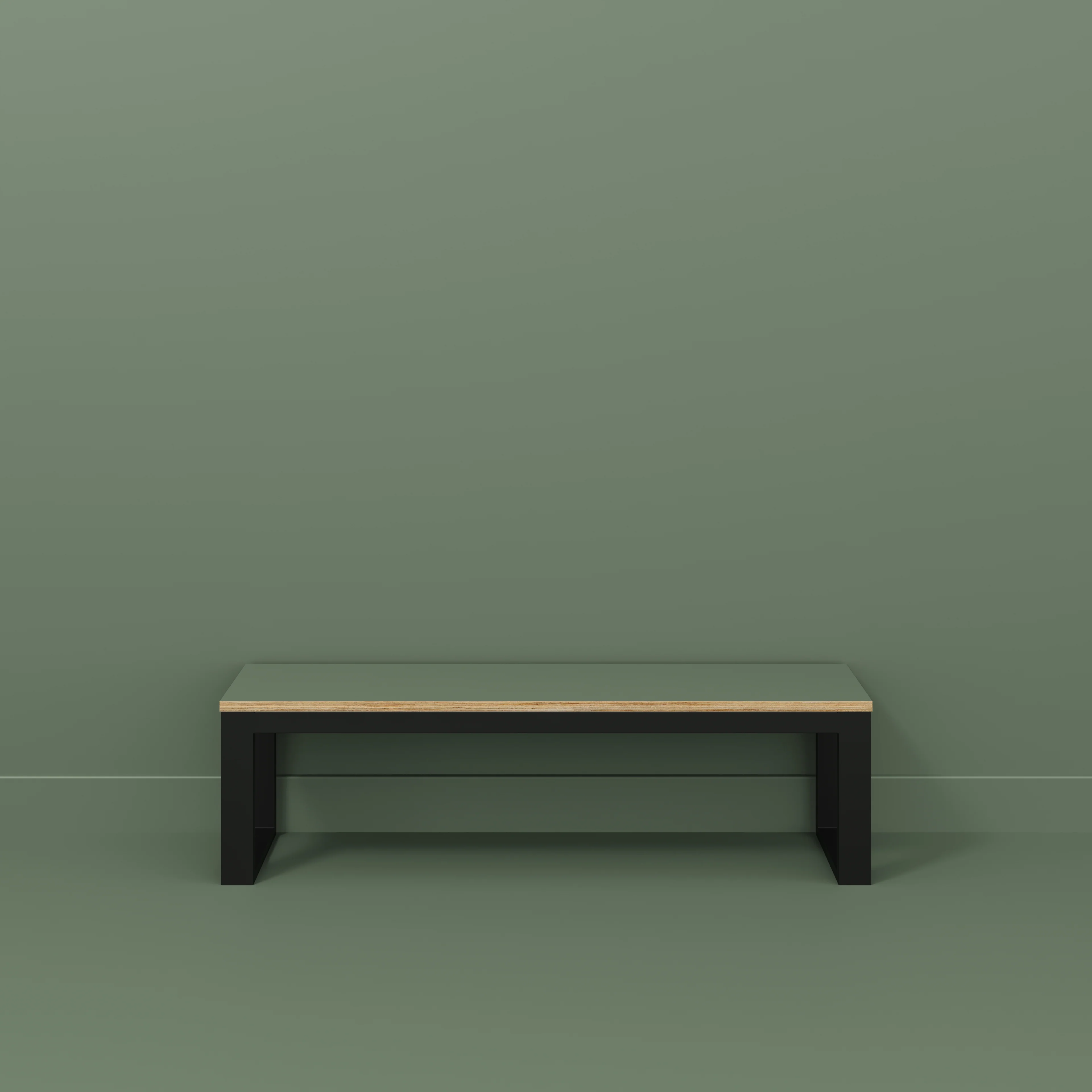 Plywood Bench Seat with Black Industrial Frame - Formica Green Slate - 1500(w) x 325(d) - Image 2