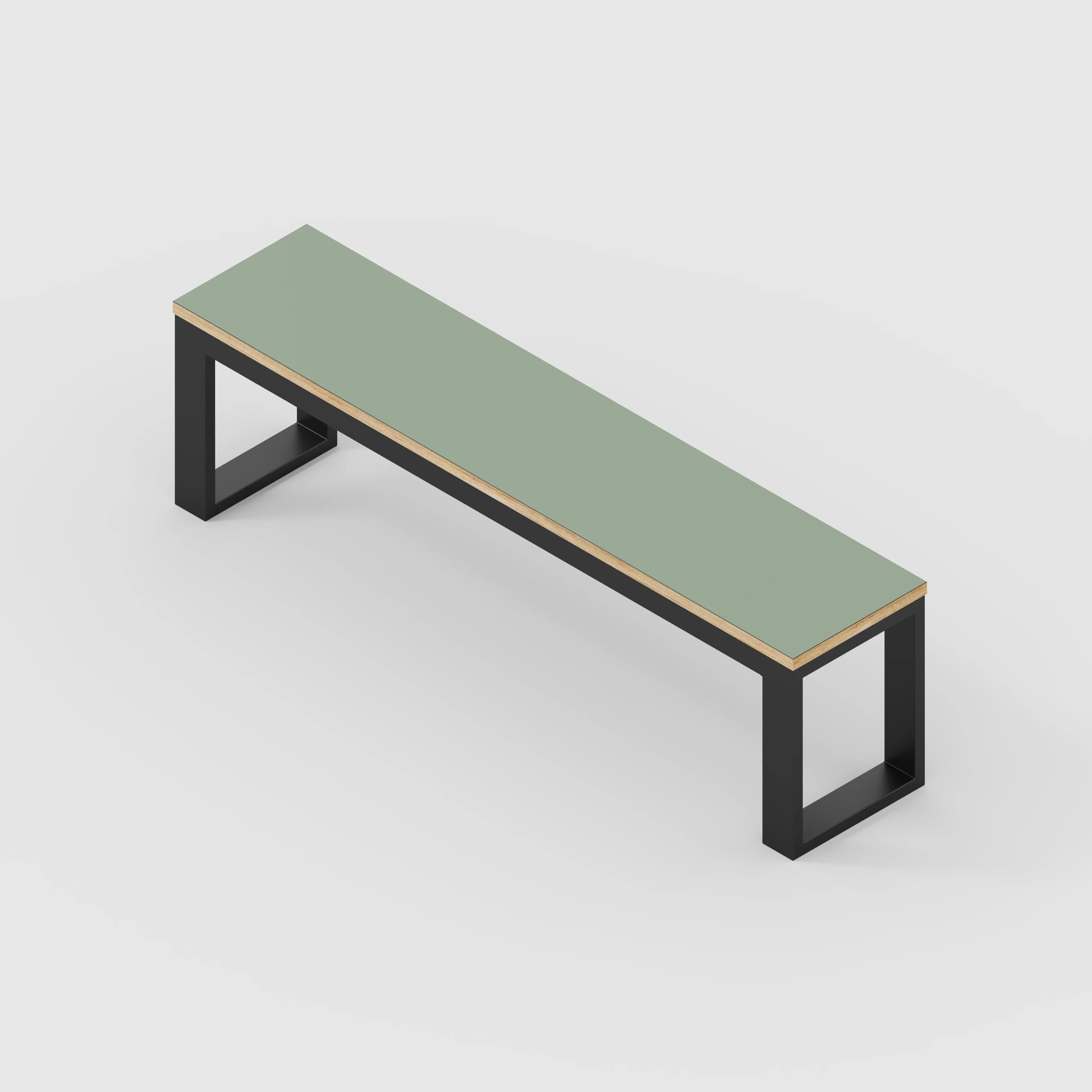 Plywood Bench Seat with Black Industrial Frame - Formica Green Slate - 1500(w) x 325(d) - Image 3