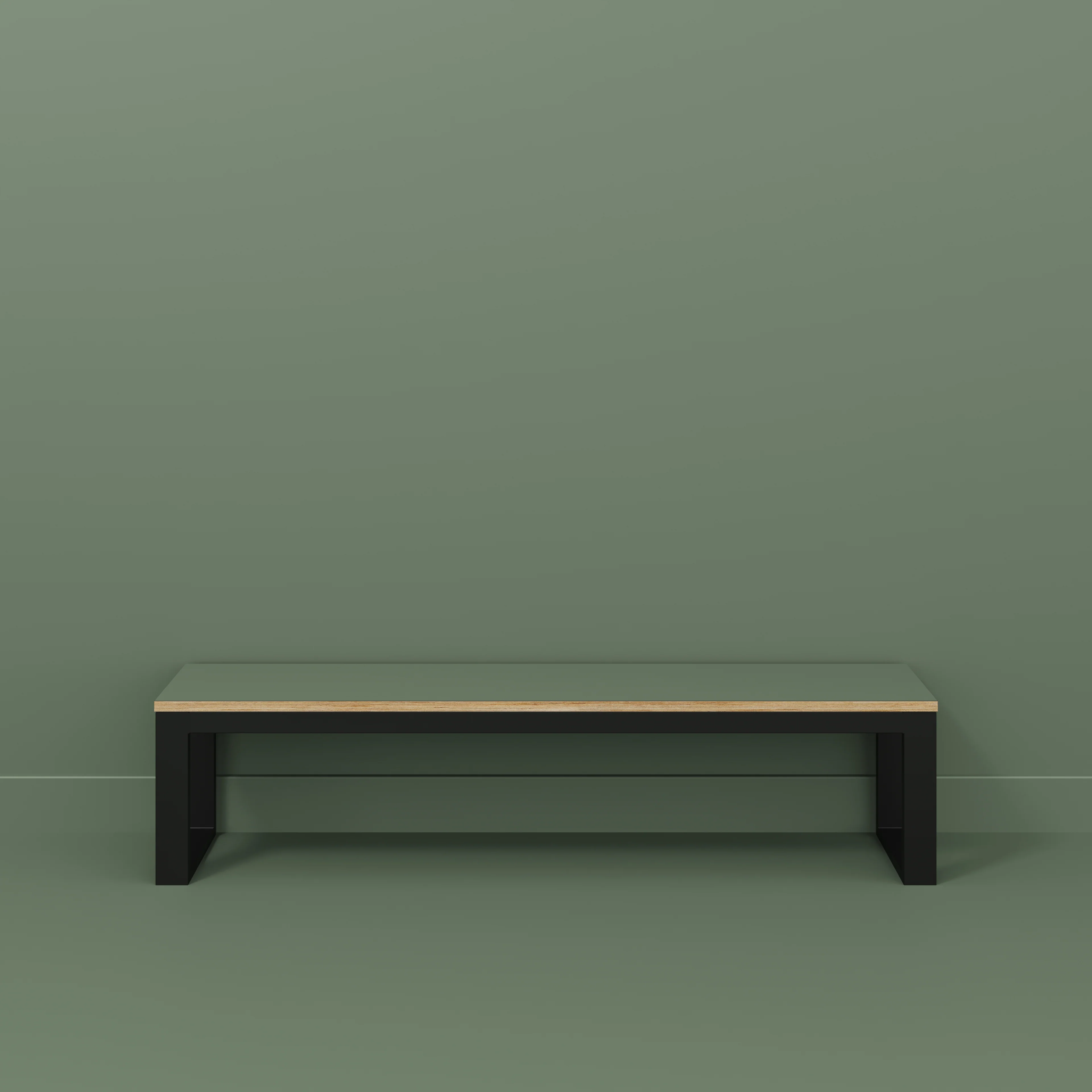 Plywood Bench Seat with Black Industrial Frame - Formica Green Slate - 1800(w) x 325(d) - Image 2