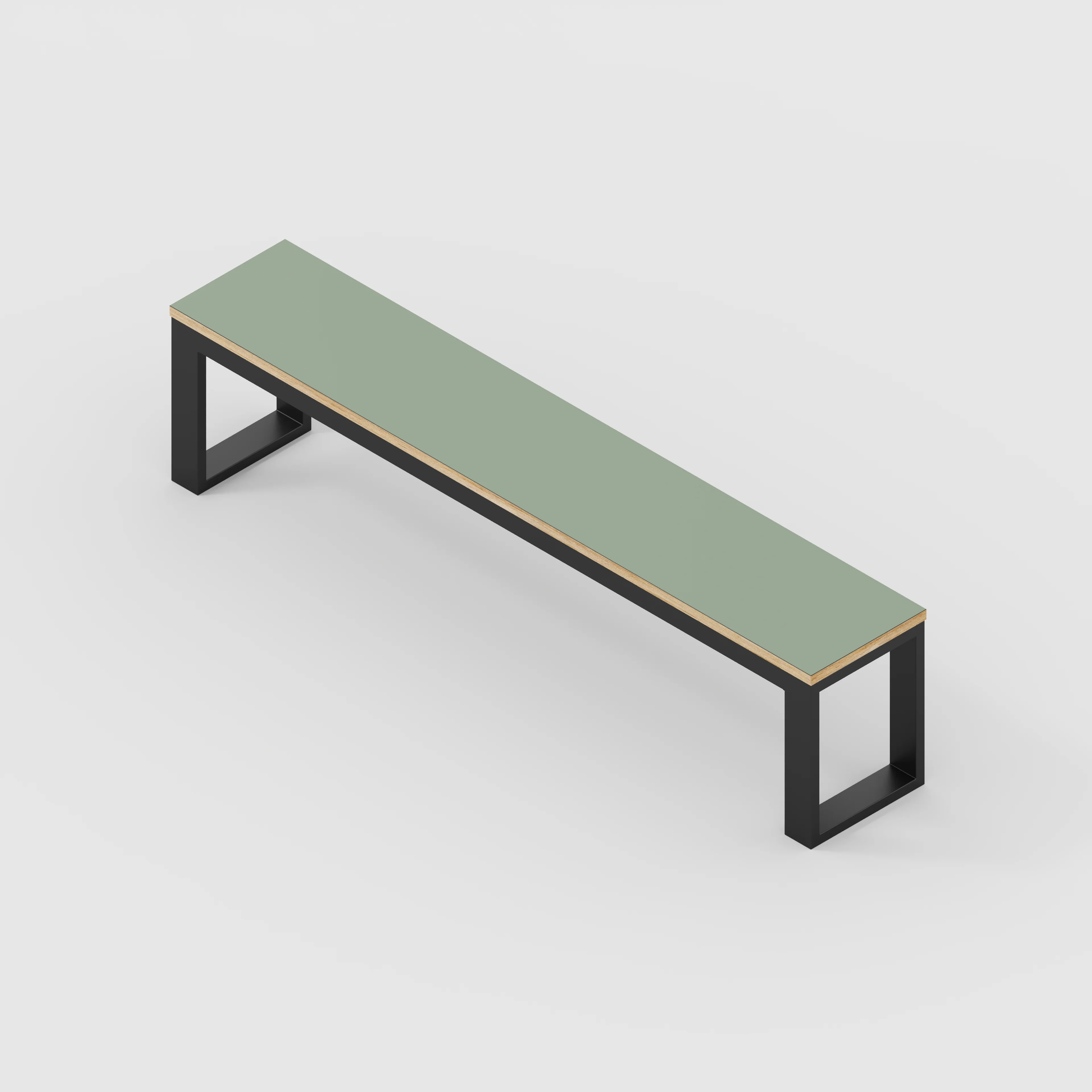 Plywood Bench Seat with Black Industrial Frame - Formica Green Slate - 1800(w) x 325(d) - Image 3