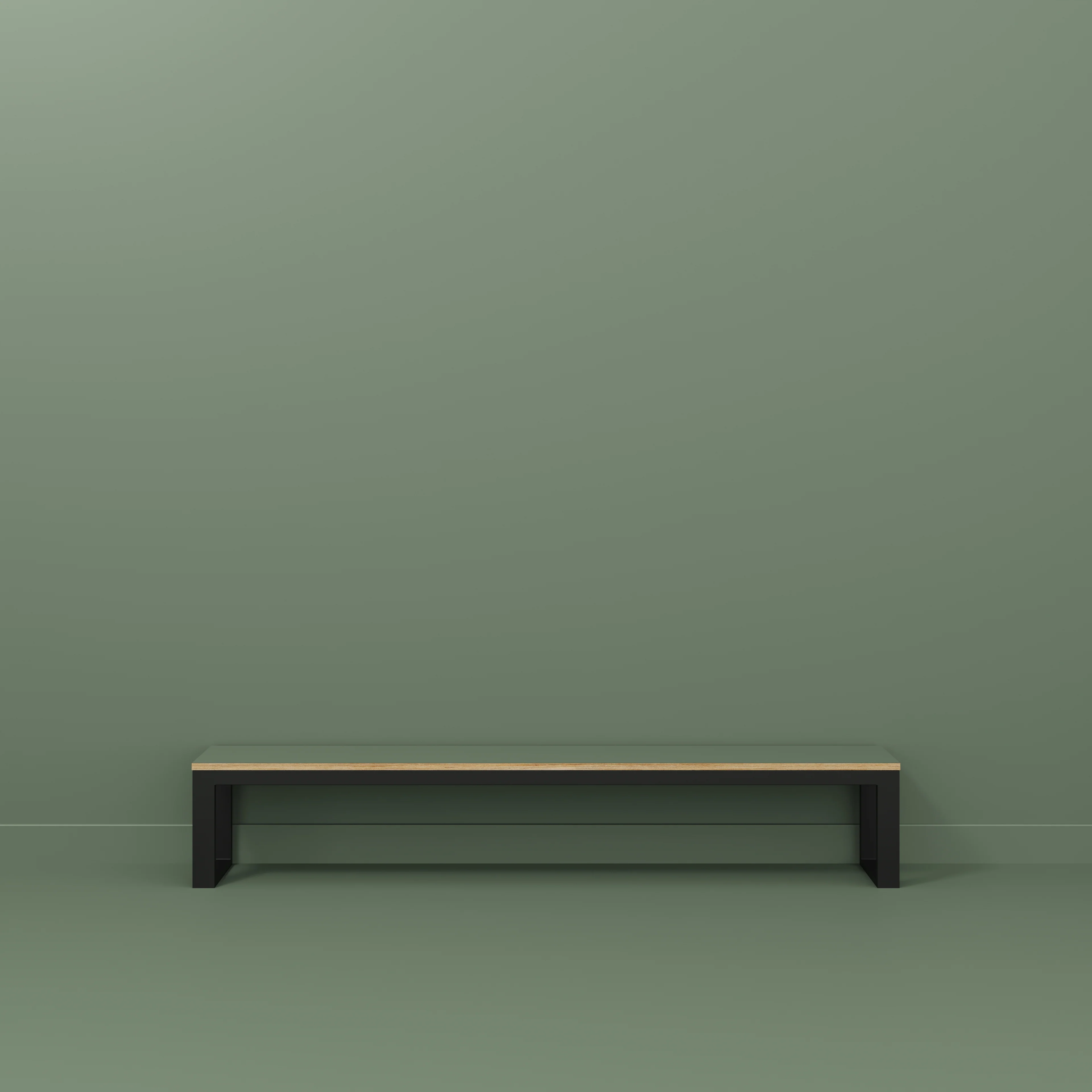 Plywood Bench Seat with Black Industrial Frame - Formica Green Slate - 2400(w) x 325(d) - Image 2