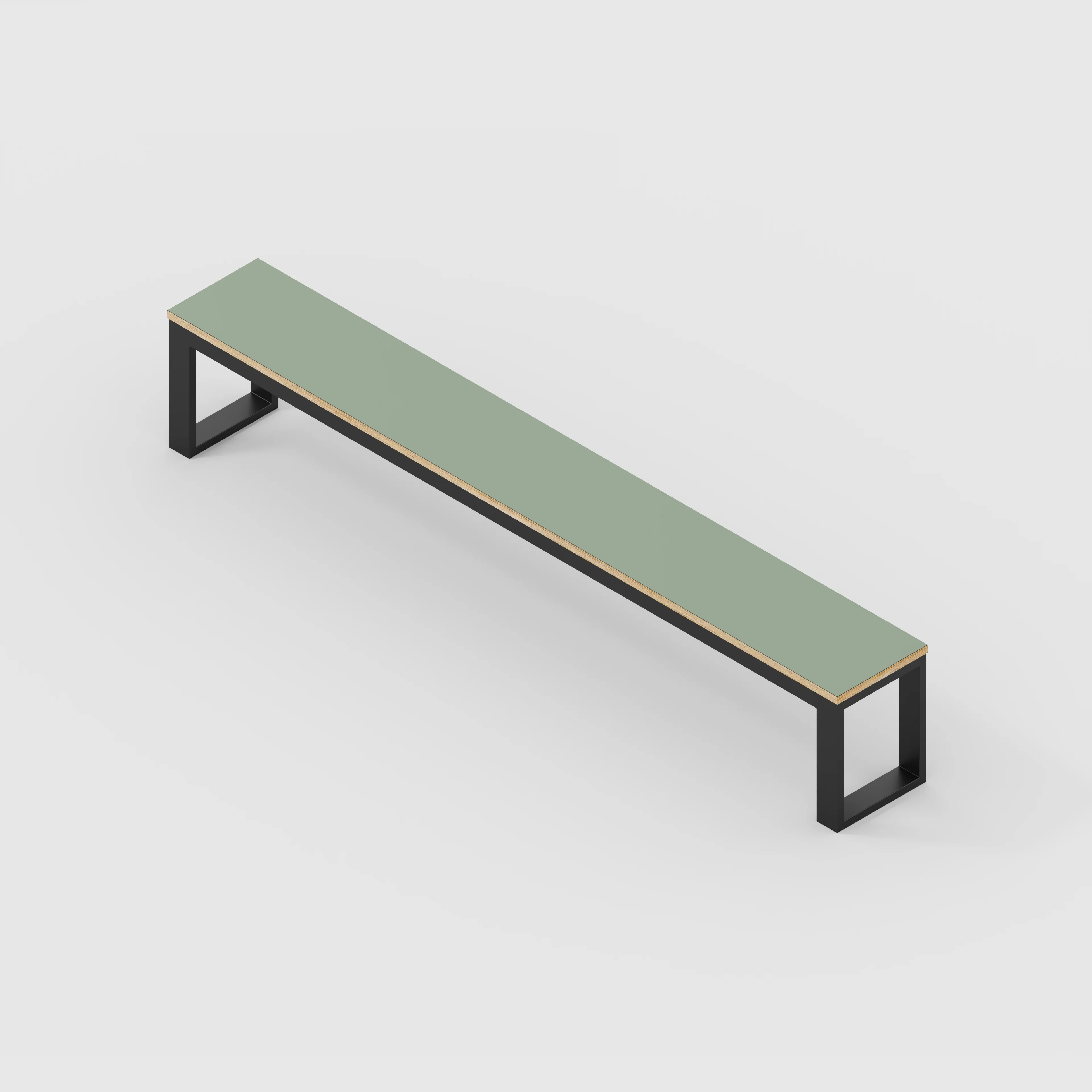 Plywood Bench Seat with Black Industrial Frame - Formica Green Slate - 2400(w) x 325(d) - Image 3