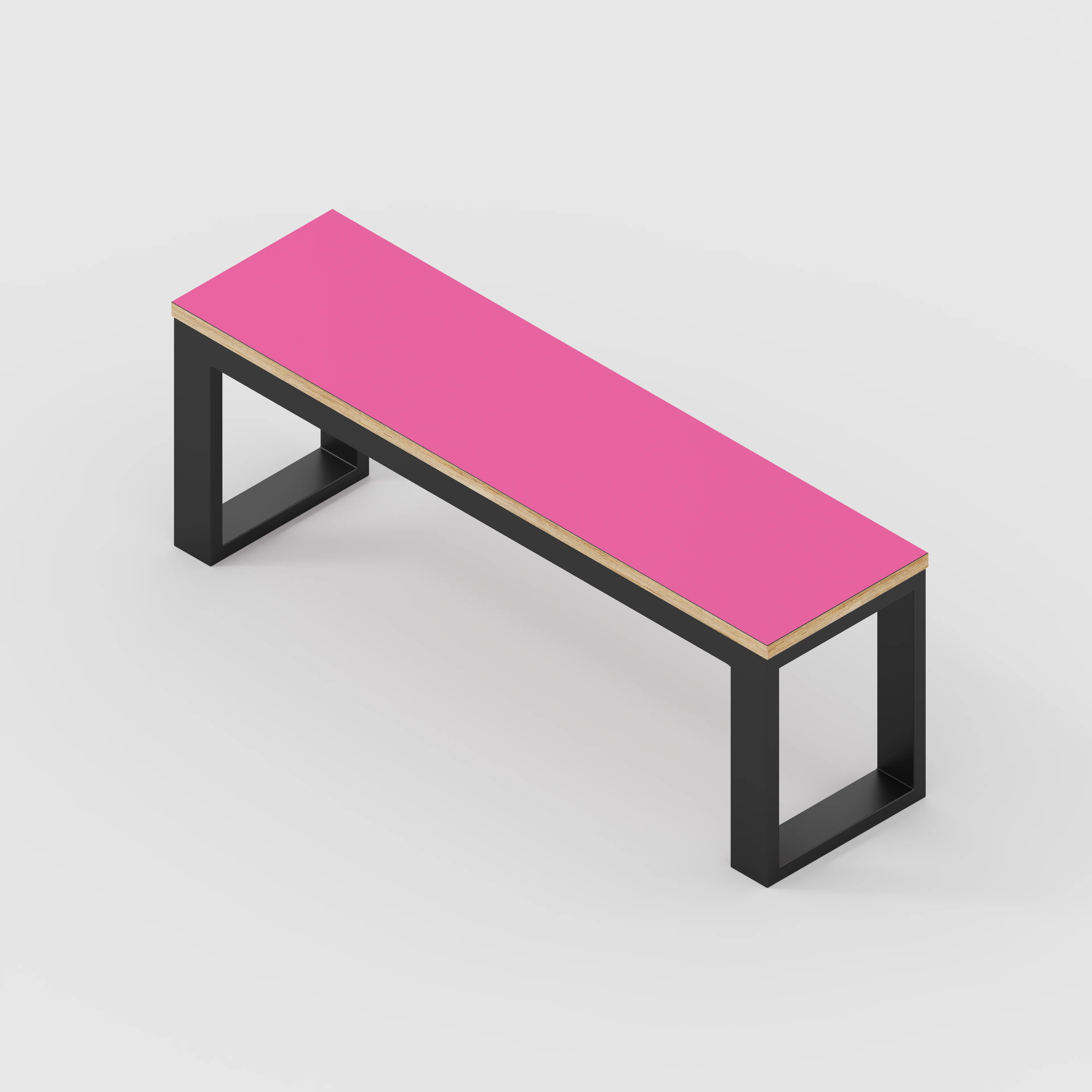 Plywood Bench Seat with Black Industrial Frame - Formica Juicy Pink - 1200(w) x 325(d) - Image 3