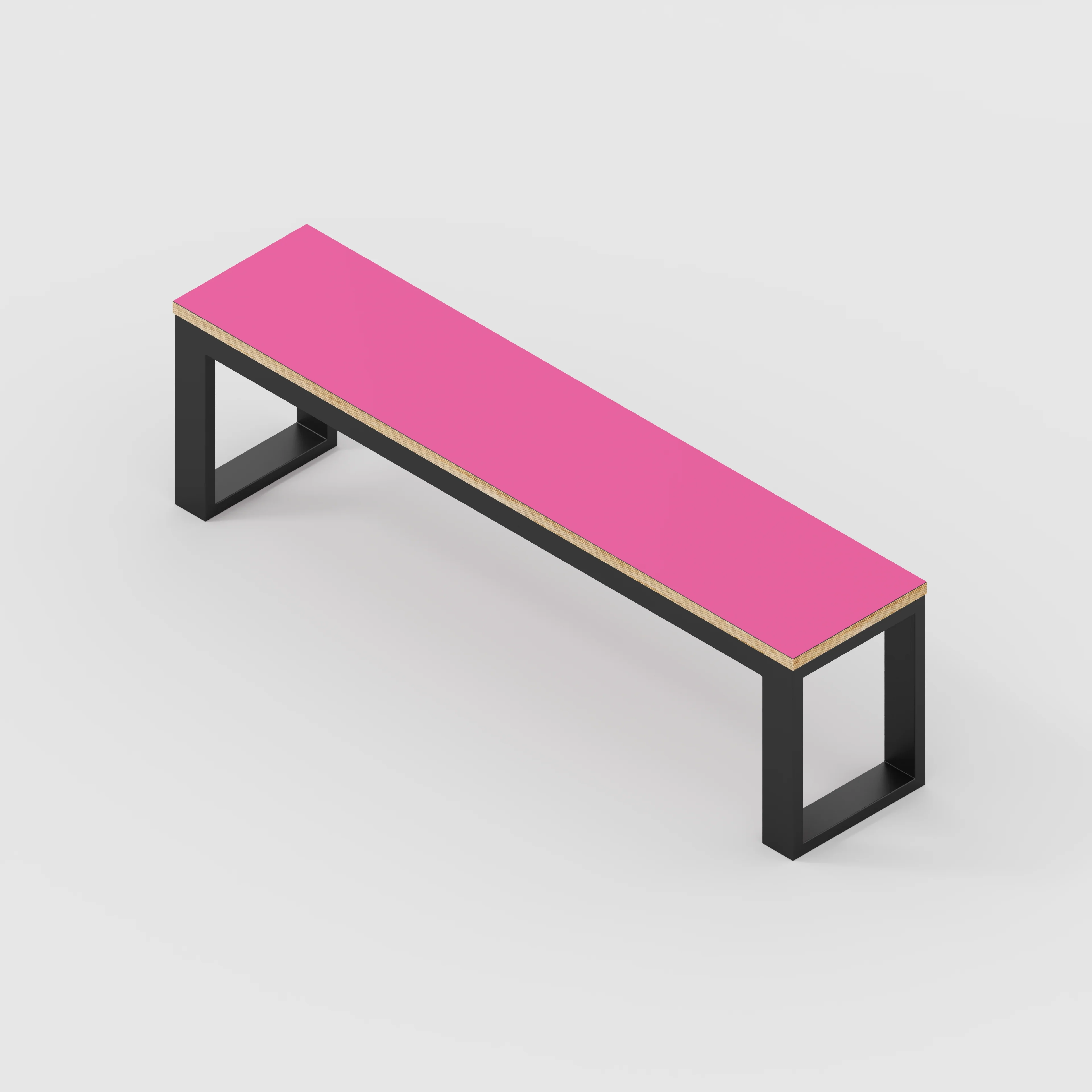 Plywood Bench Seat with Black Industrial Frame - Formica Juicy Pink - 1500(w) x 325(d) - Image 3