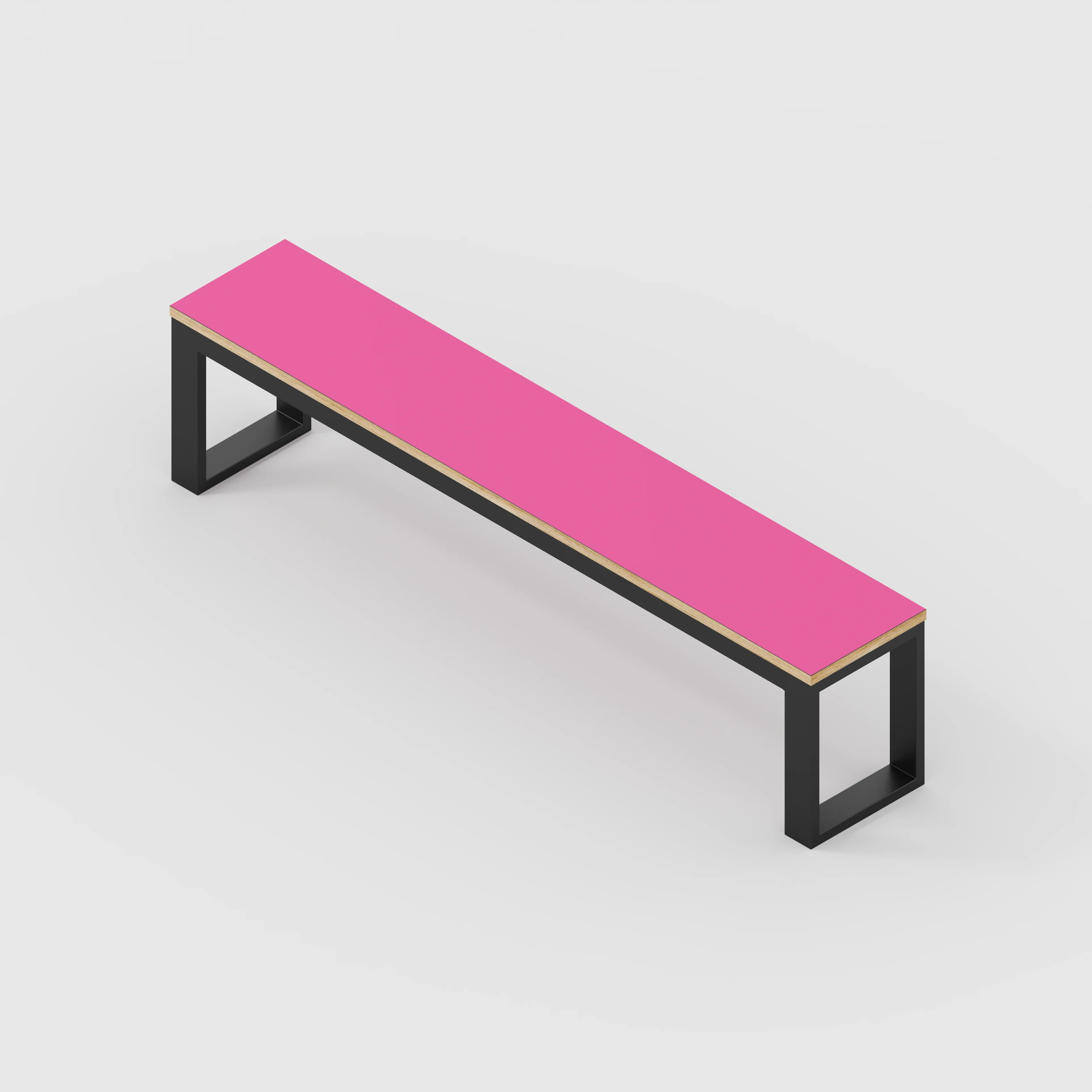 Plywood Bench Seat with Black Industrial Frame - Formica Juicy Pink - 1800(w) x 325(d) - Image 3