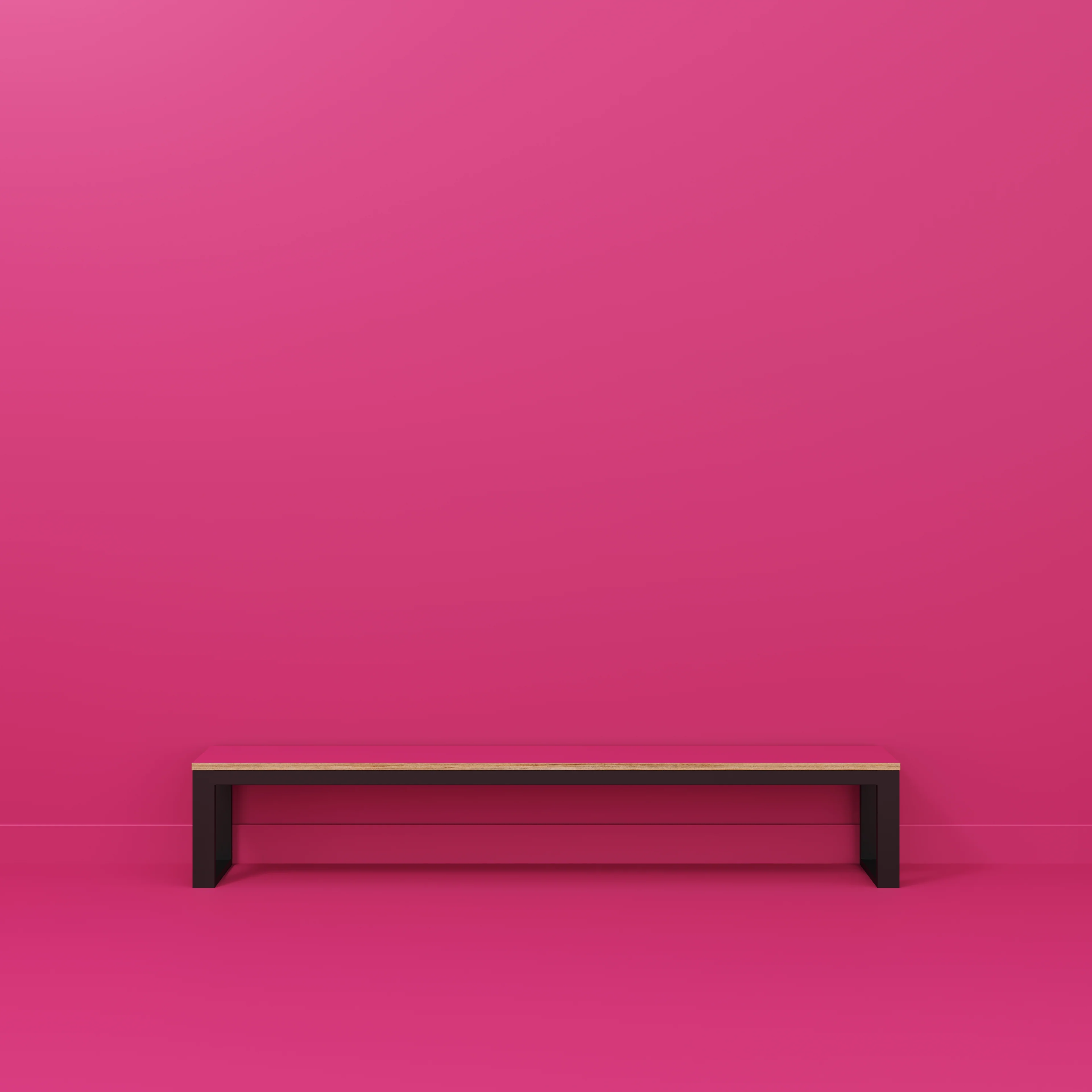 Plywood Bench Seat with Black Industrial Frame - Formica Juicy Pink - 2400(w) x 325(d) - Image 2