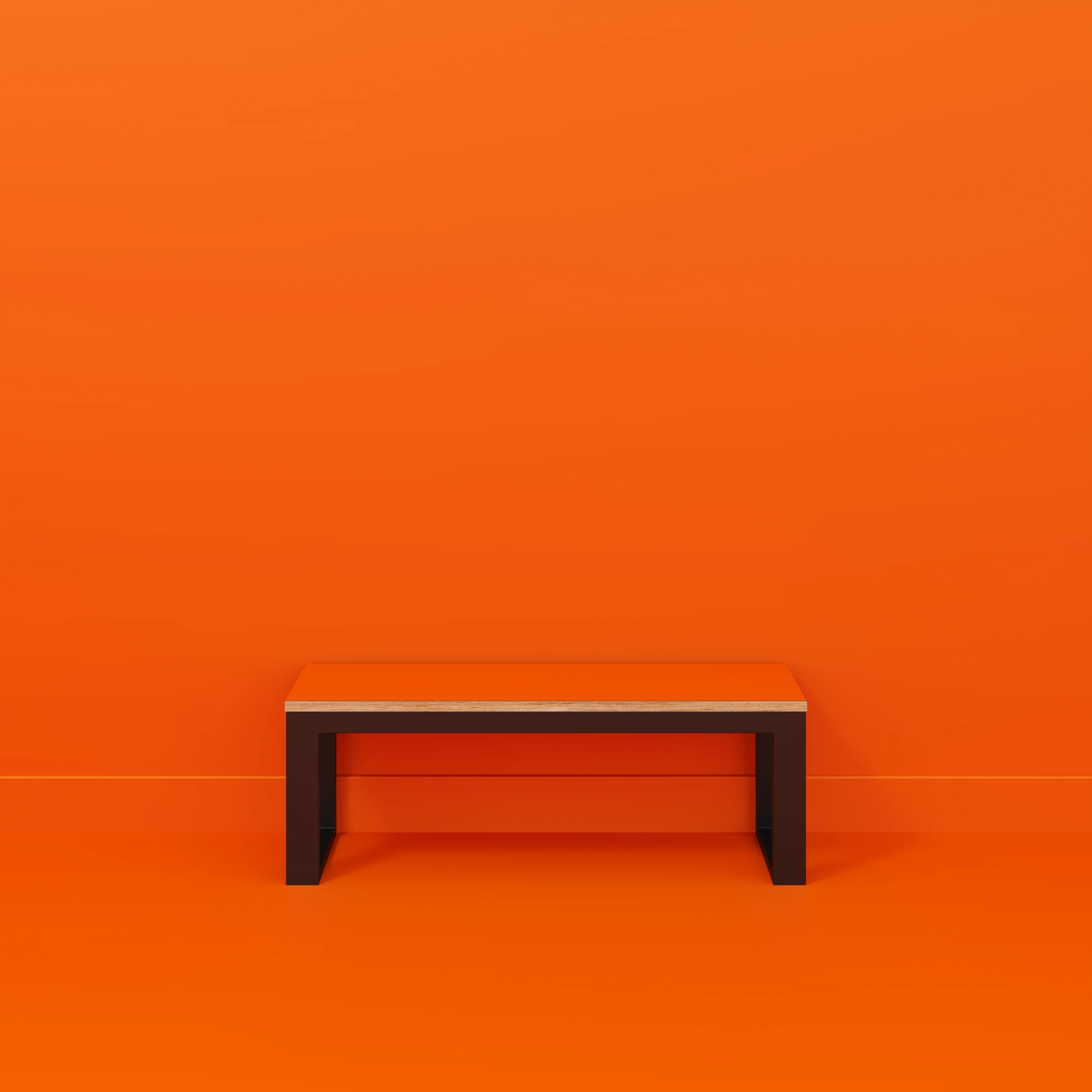 Plywood Bench Seat with Black Industrial Frame - Formica Levante Orange - 1200(w) x 325(d) - Image 2