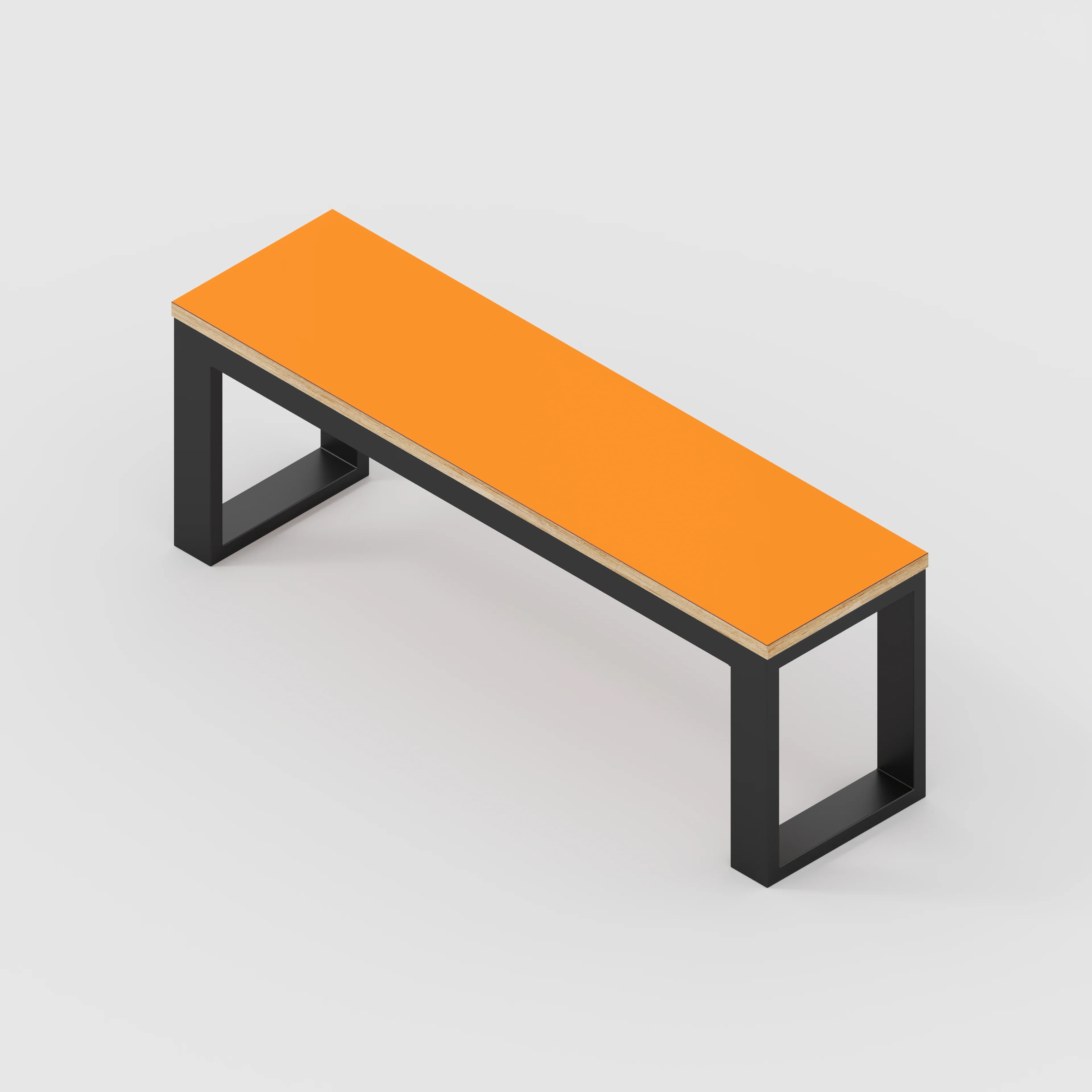 Plywood Bench Seat with Black Industrial Frame - Formica Levante Orange - 1200(w) x 325(d) - Image 3