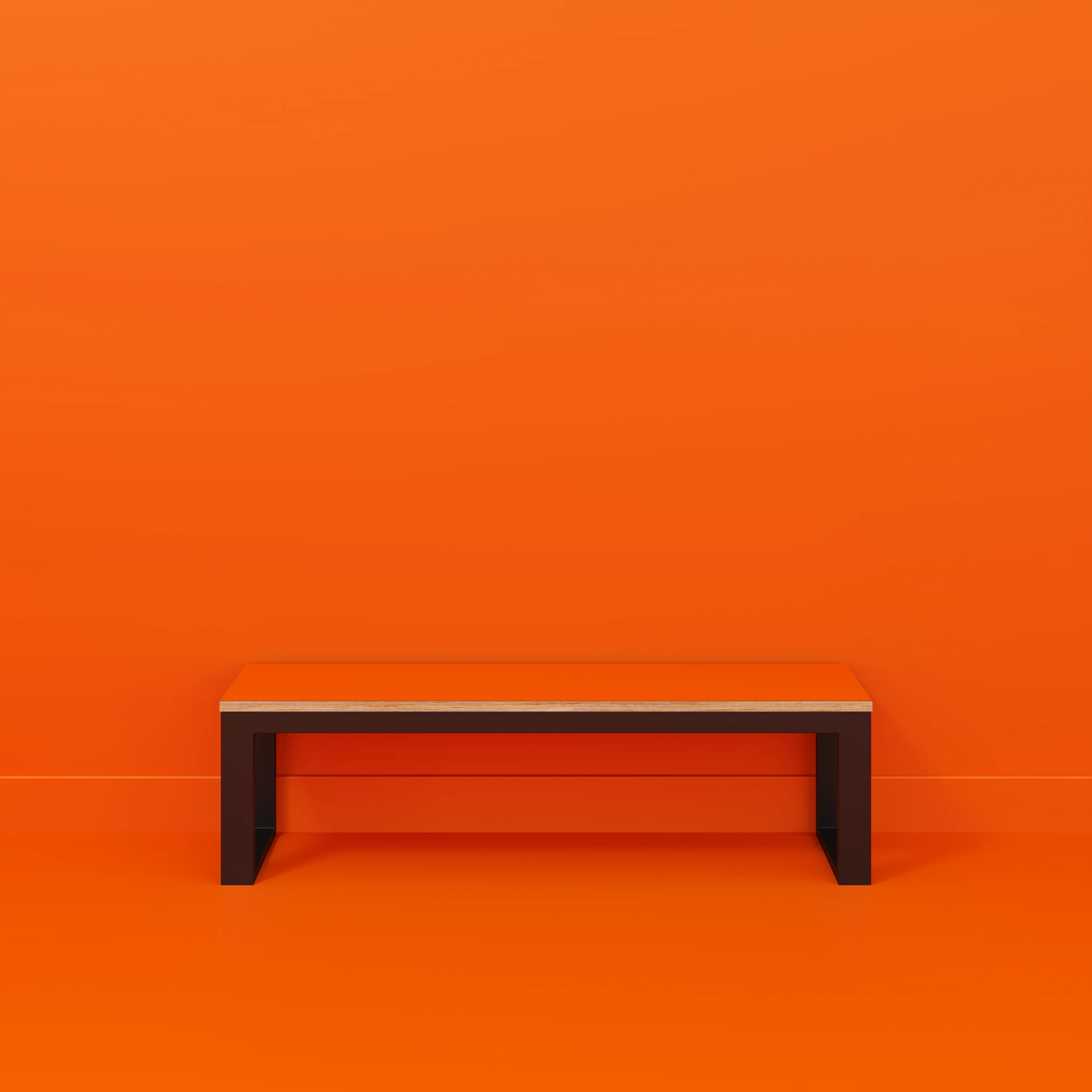 Plywood Bench Seat with Black Industrial Frame - Formica Levante Orange - 1500(w) x 325(d) - Image 2