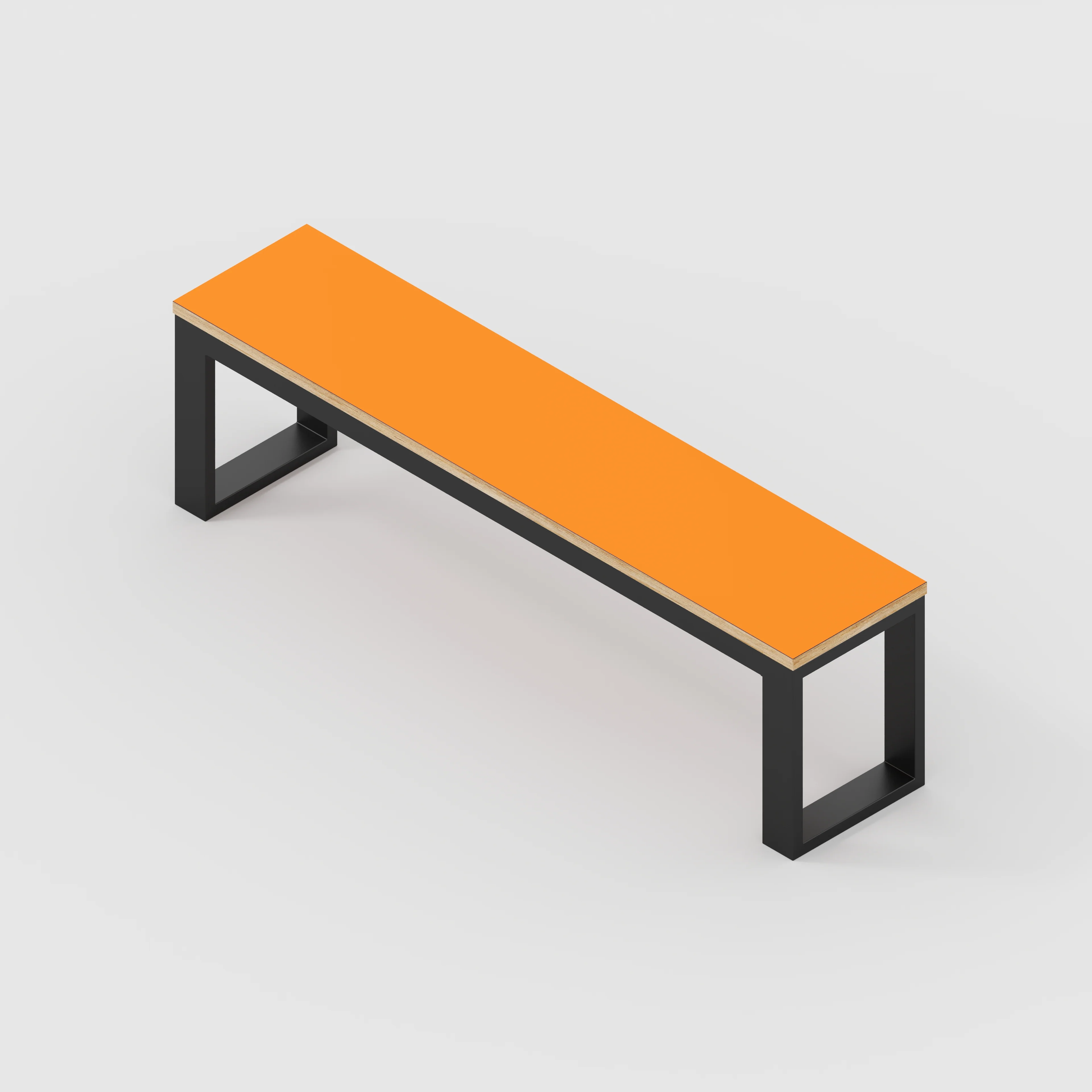 Plywood Bench Seat with Black Industrial Frame - Formica Levante Orange - 1500(w) x 325(d) - Image 3