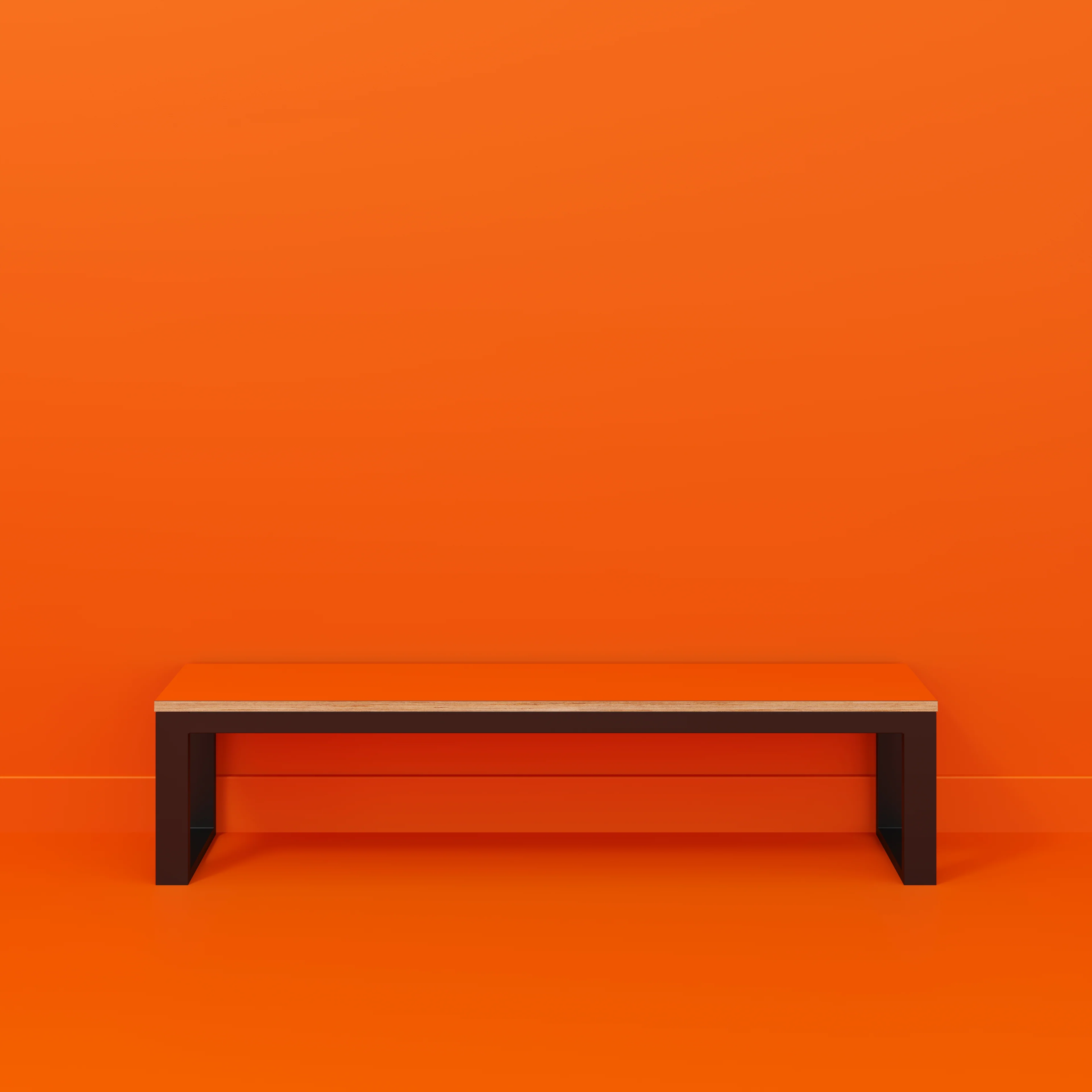 Plywood Bench Seat with Black Industrial Frame - Formica Levante Orange - 1800(w) x 325(d) - Image 2