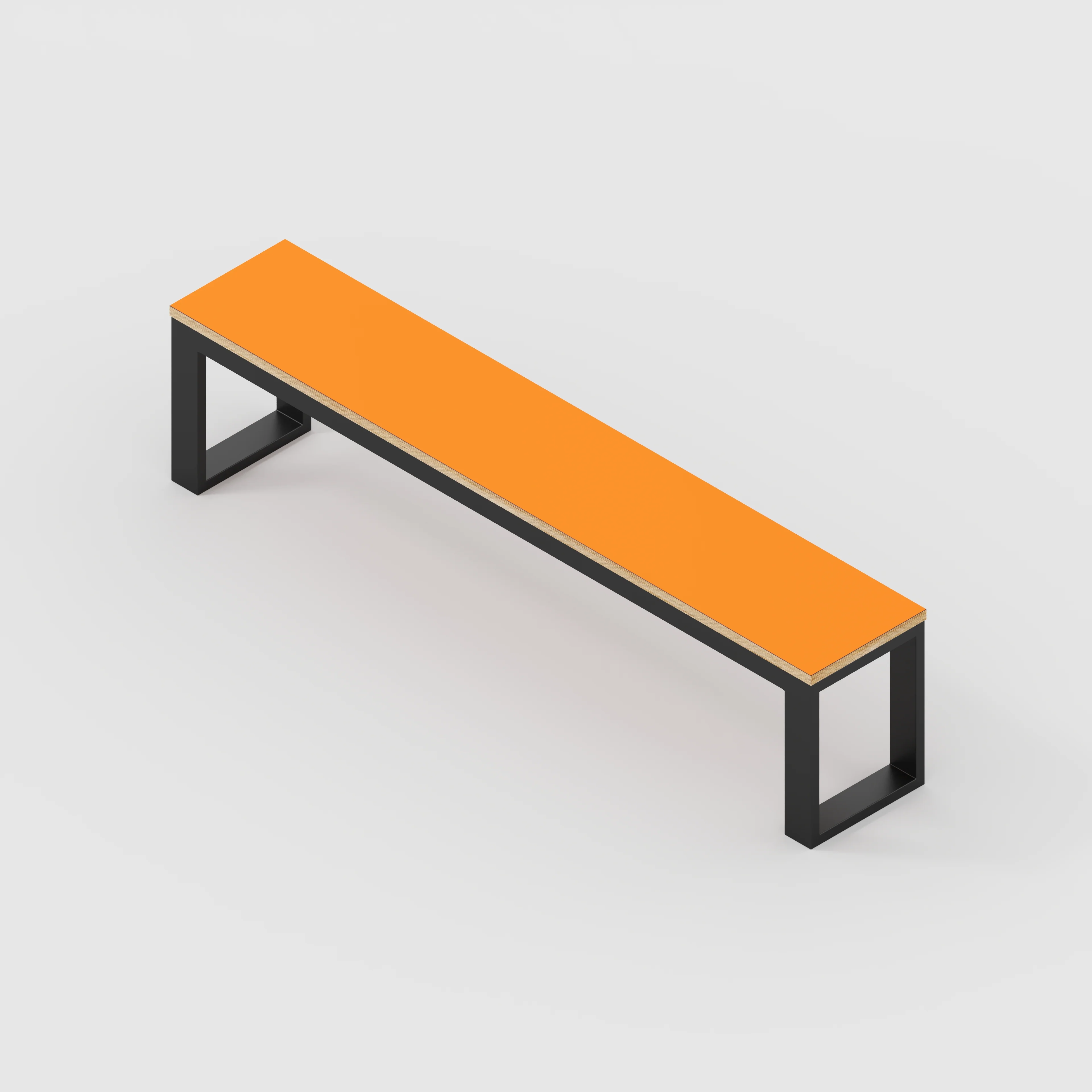 Plywood Bench Seat with Black Industrial Frame - Formica Levante Orange - 1800(w) x 325(d) - Image 3