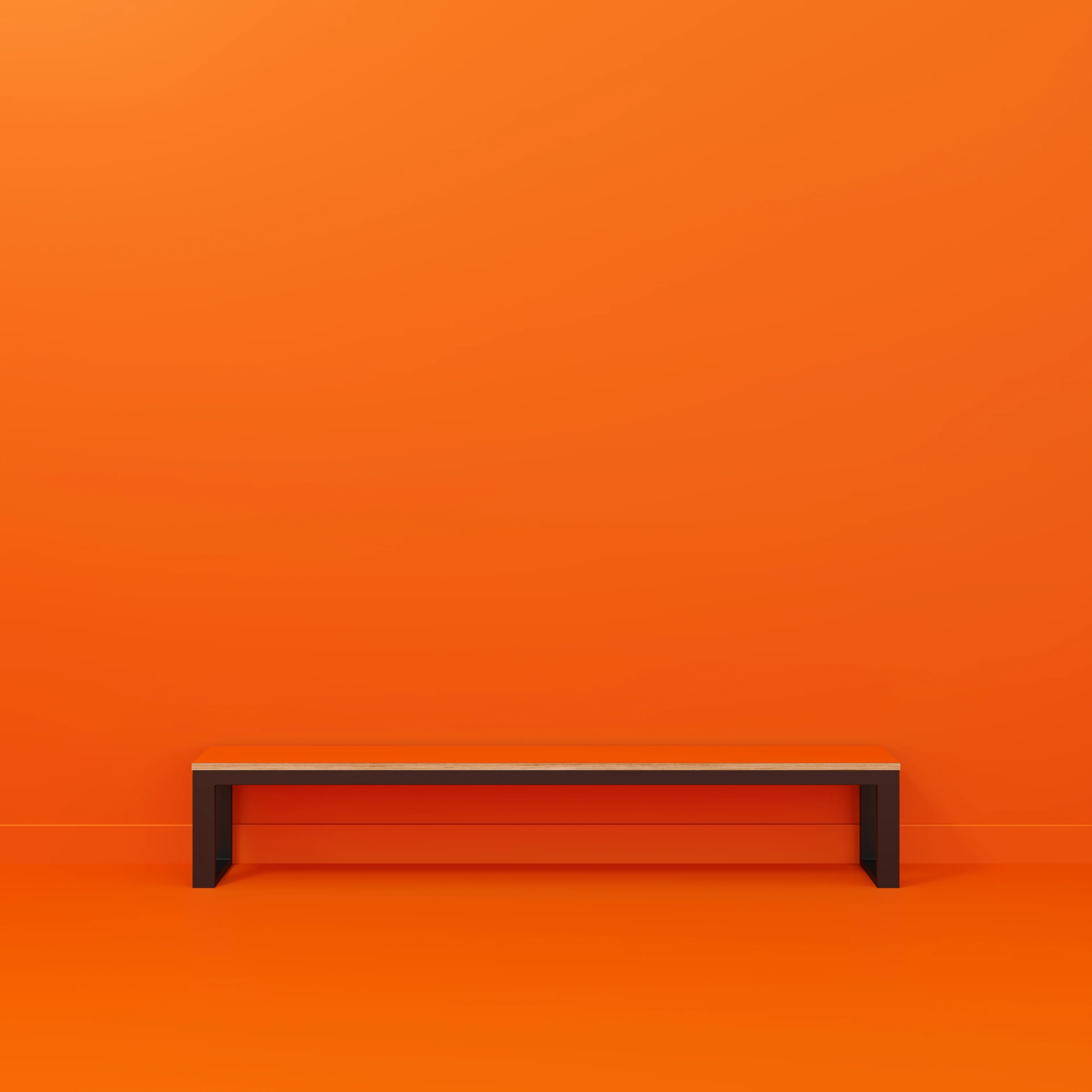 Plywood Bench Seat with Black Industrial Frame - Formica Levante Orange - 2400(w) x 325(d) - Image 2