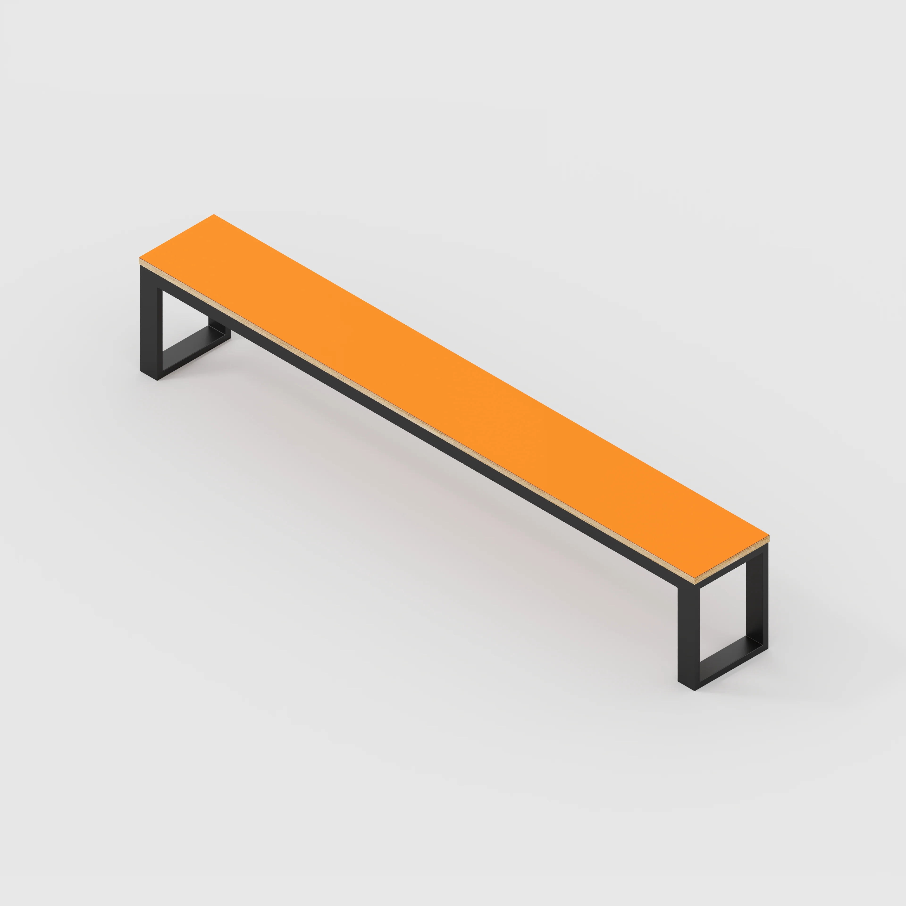 Plywood Bench Seat with Black Industrial Frame - Formica Levante Orange - 2400(w) x 325(d) - Image 3