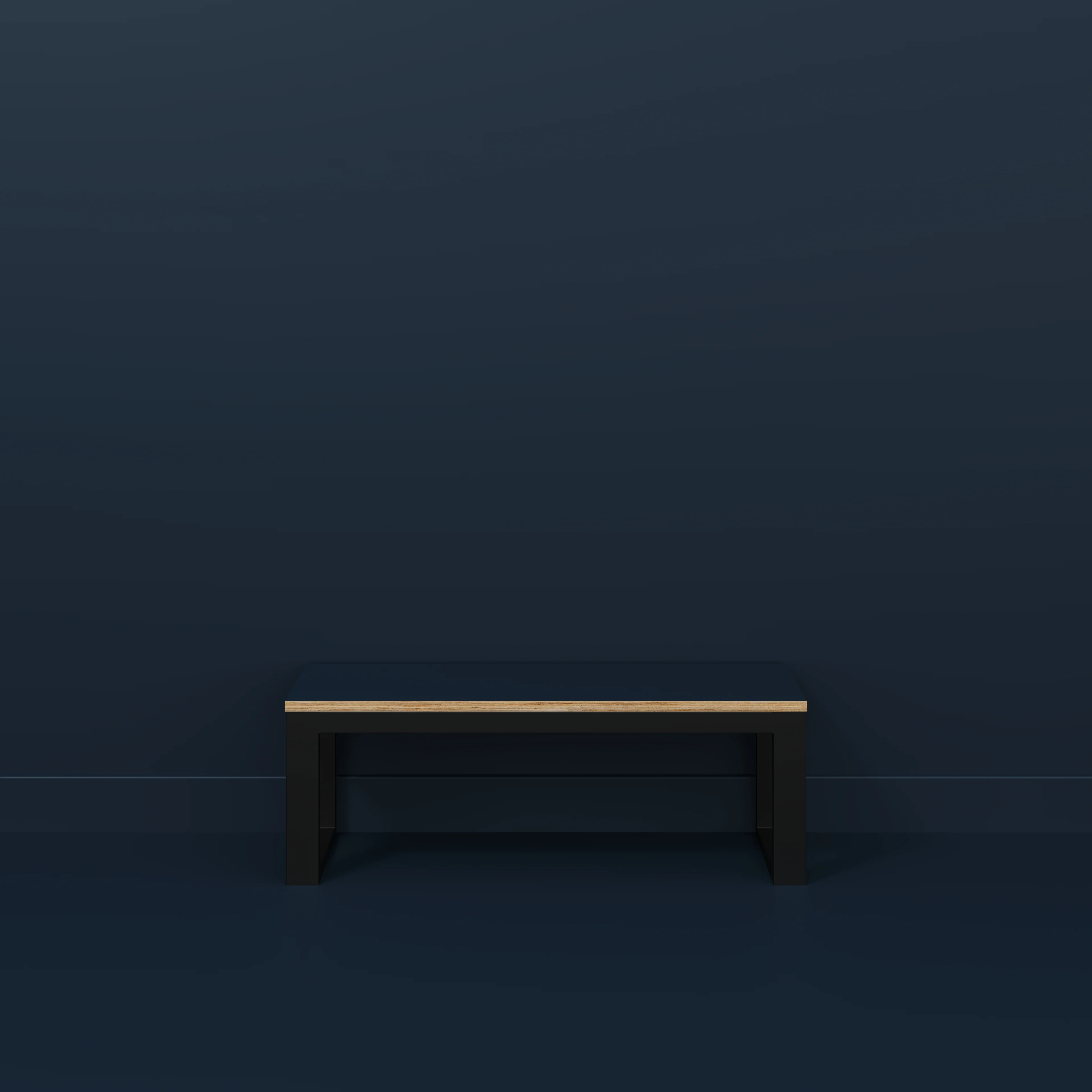 Plywood Bench Seat with Black Industrial Frame - Formica Night Sea Blue - 1200(w) x 325(d) - Image 2