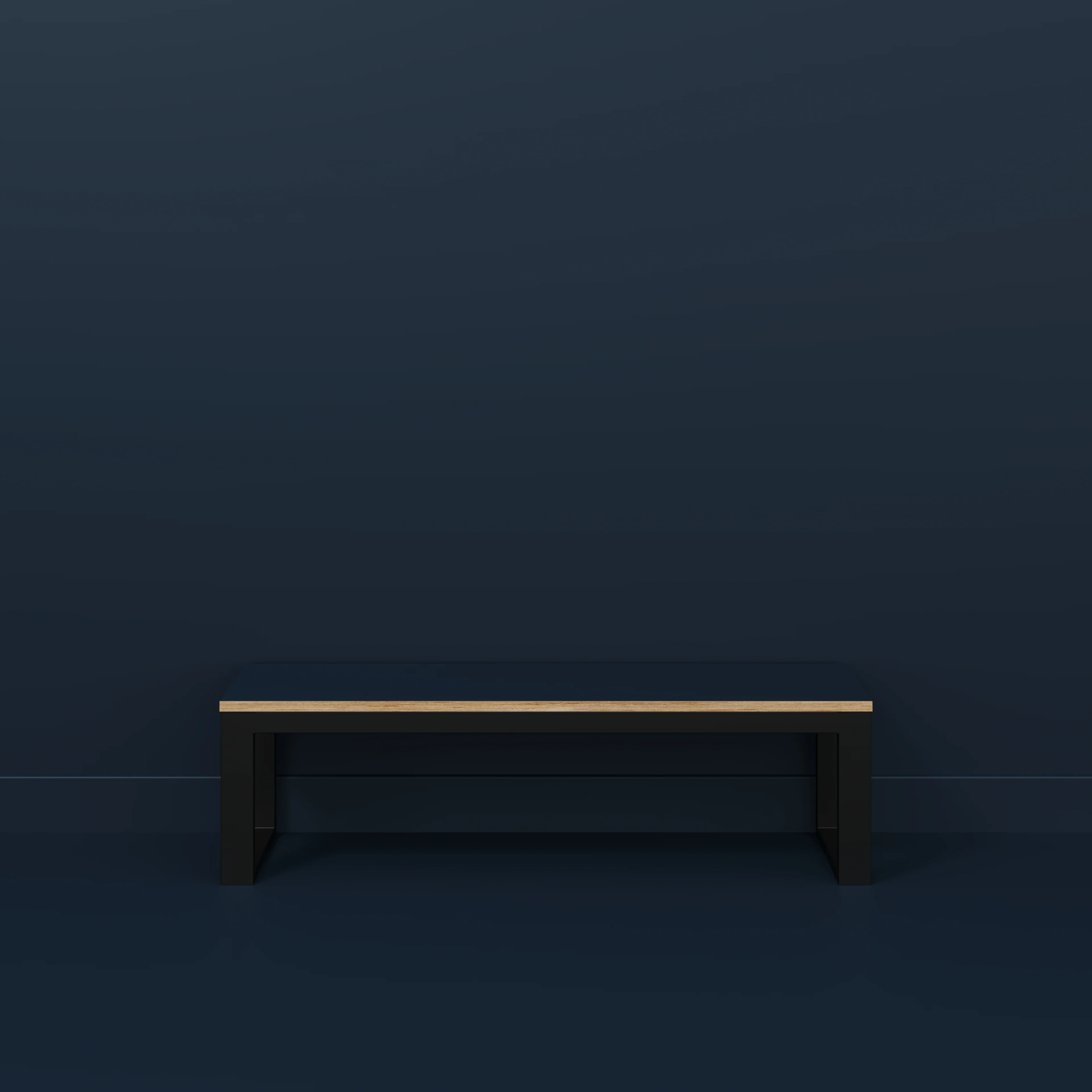 Plywood Bench Seat with Black Industrial Frame - Formica Night Sea Blue - 1500(w) x 325(d) - Image 2