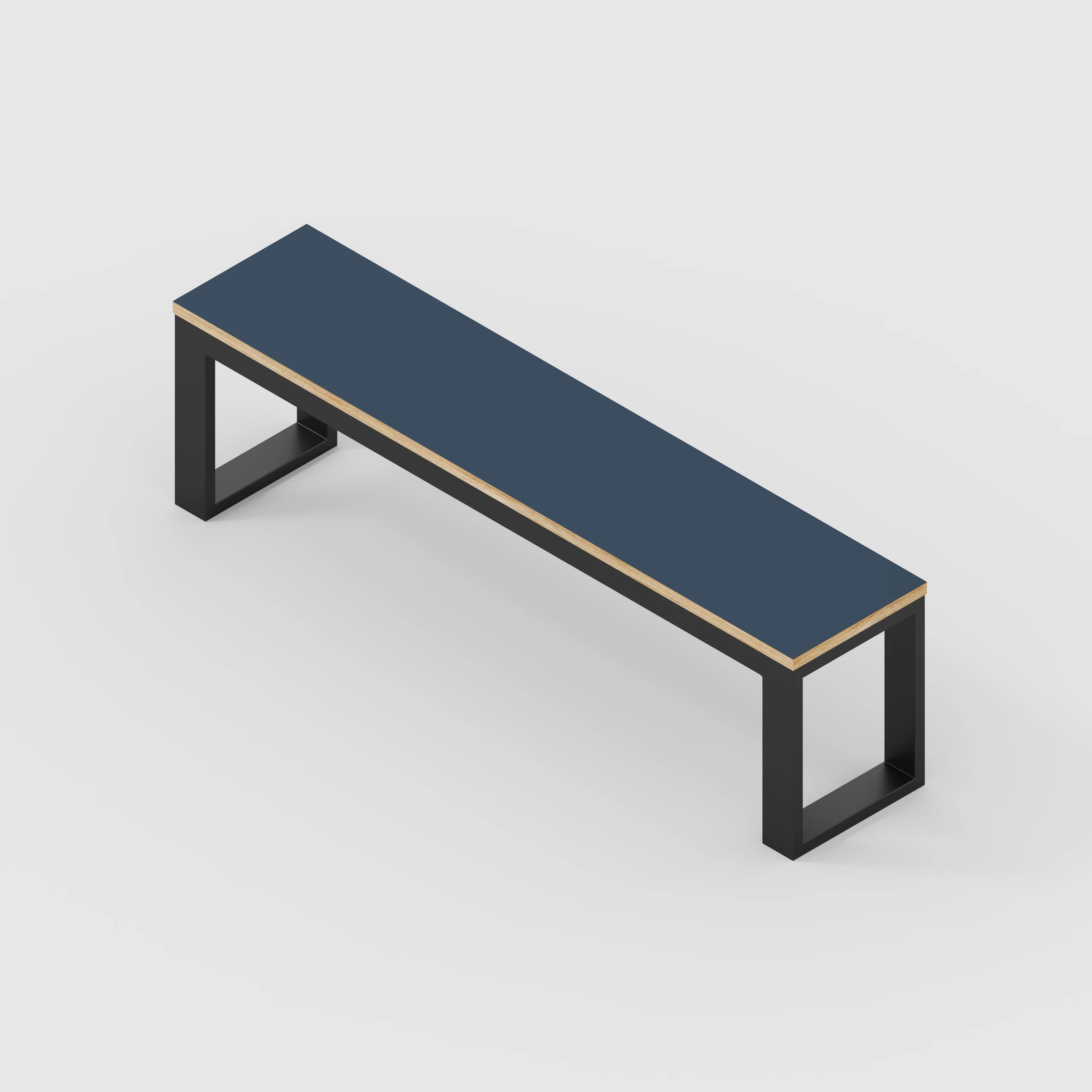 Plywood Bench Seat with Black Industrial Frame - Formica Night Sea Blue - 1500(w) x 325(d) - Image 3