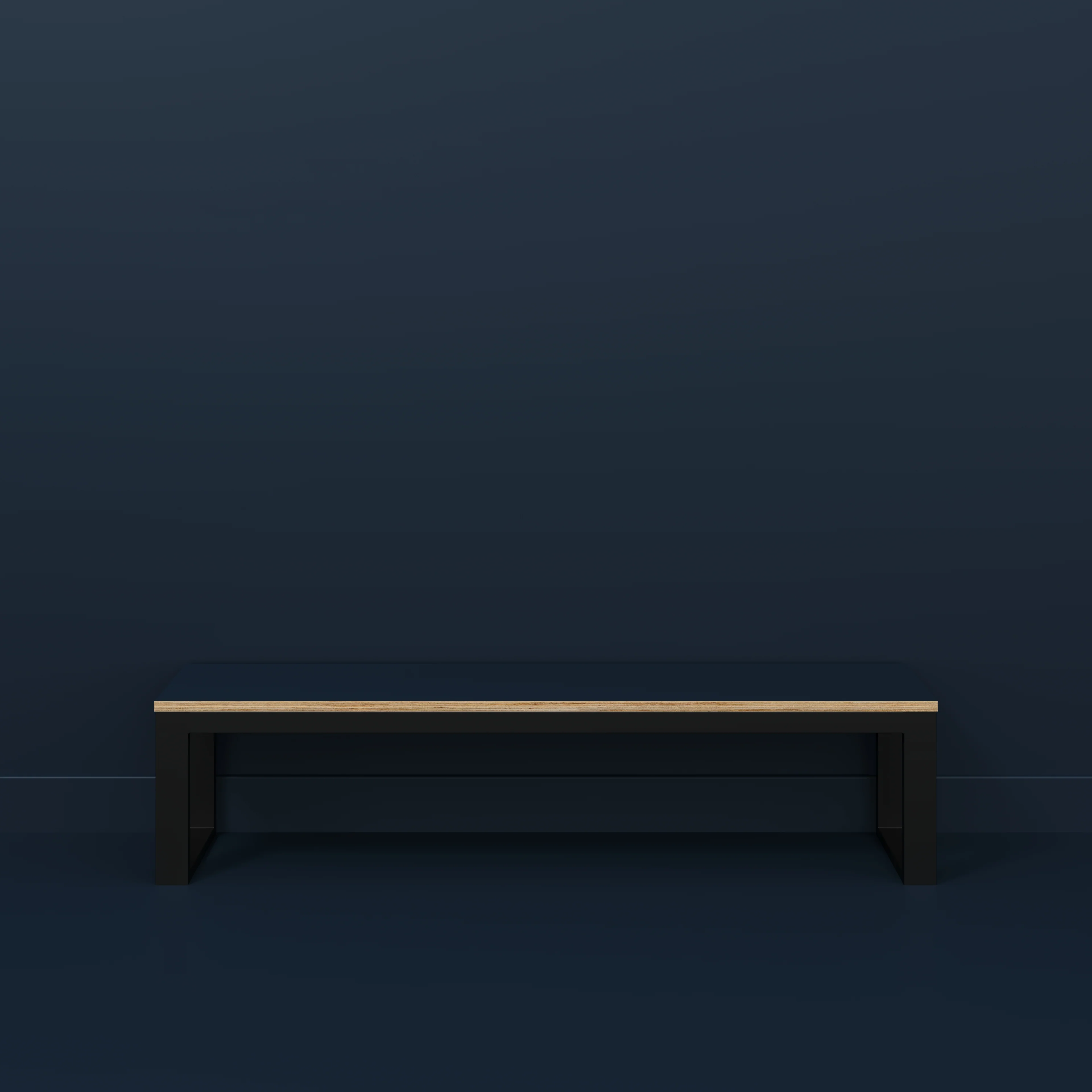 Plywood Bench Seat with Black Industrial Frame - Formica Night Sea Blue- 1800(w) x 325(d) - Image 2