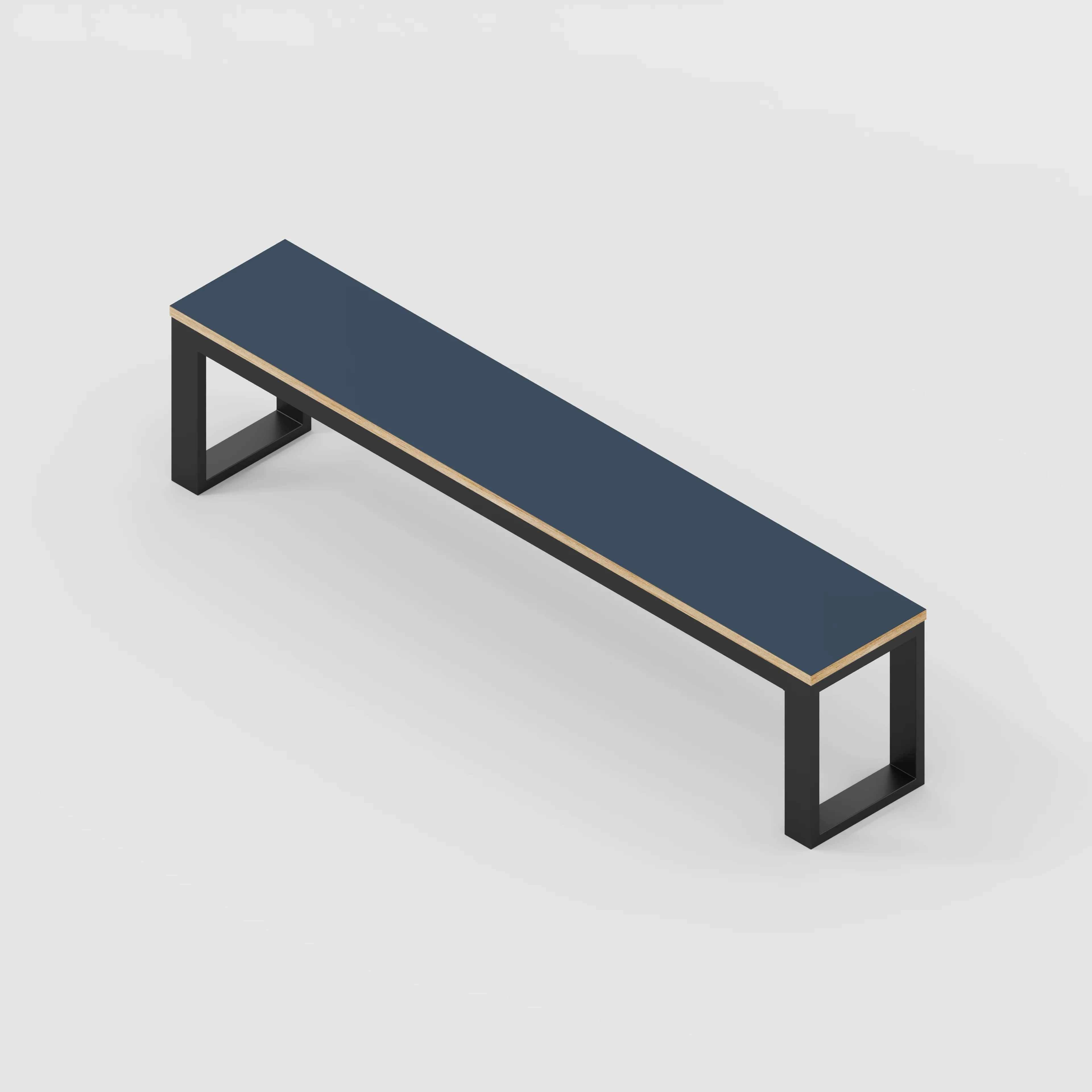 Plywood Bench Seat with Black Industrial Frame - Formica Night Sea Blue- 1800(w) x 325(d) - Image 3