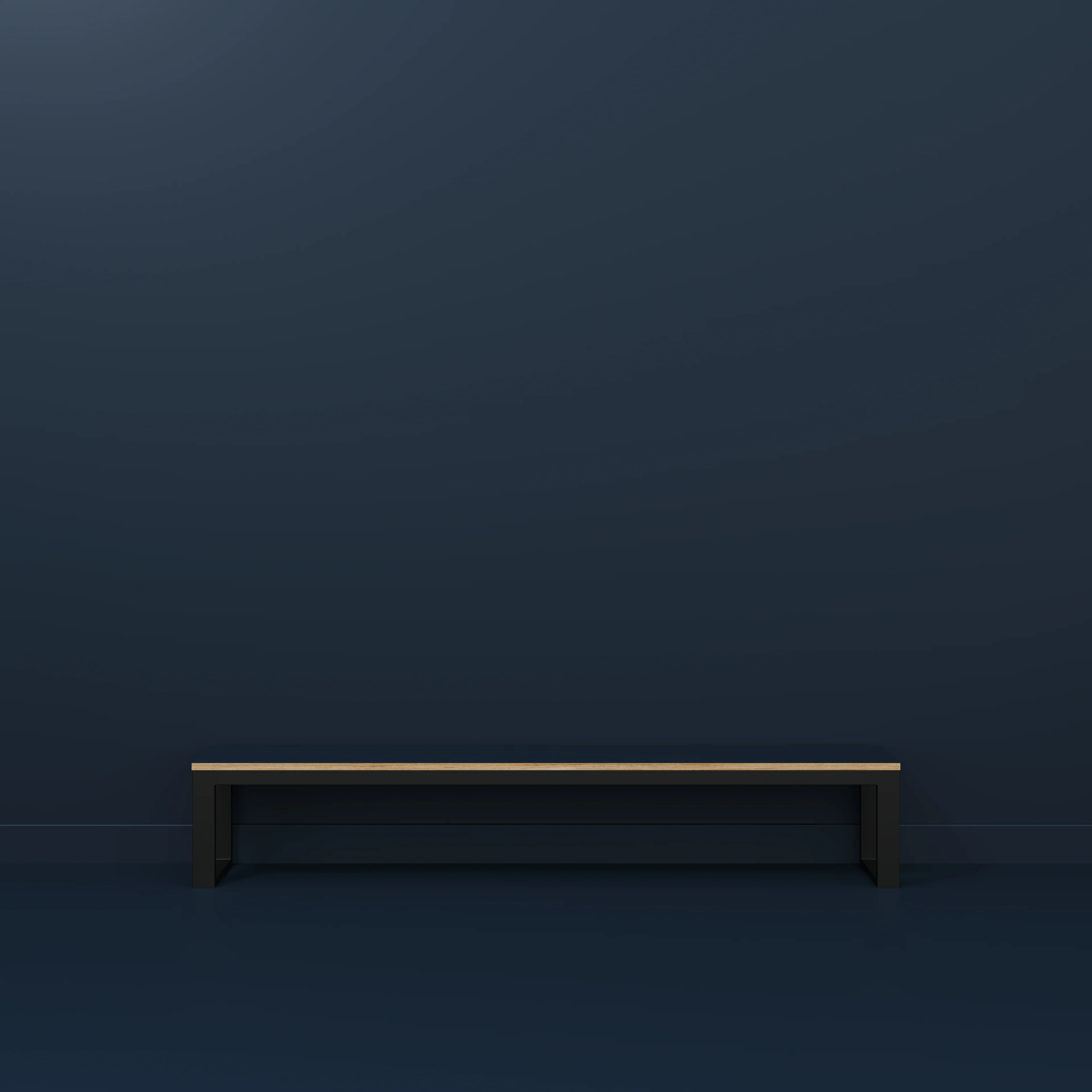 Plywood Bench Seat with Black Industrial Frame - Formica Night Sea Blue - 2400(w) x 325(d) - Image 2