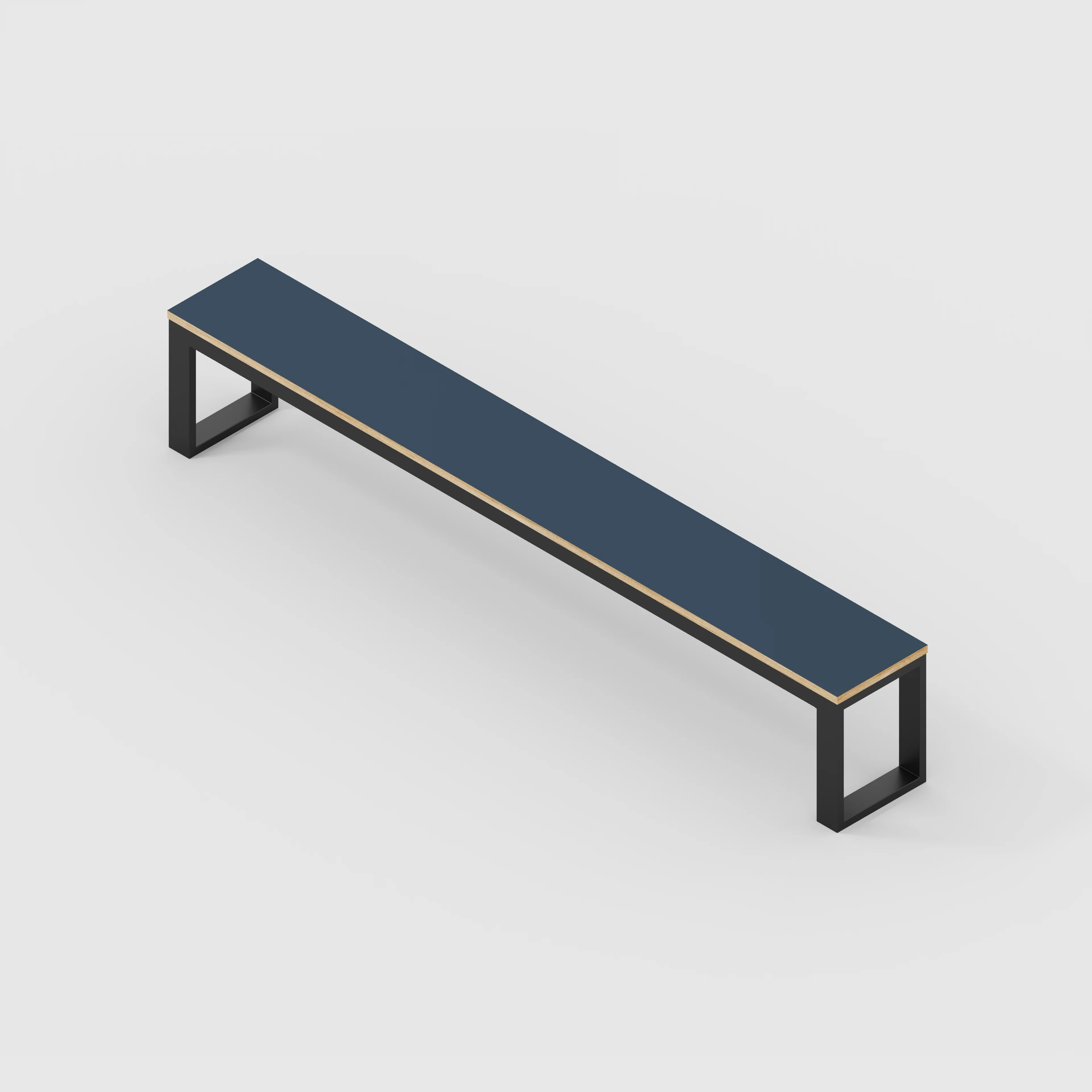 Plywood Bench Seat with Black Industrial Frame - Formica Night Sea Blue - 2400(w) x 325(d) - Image 3