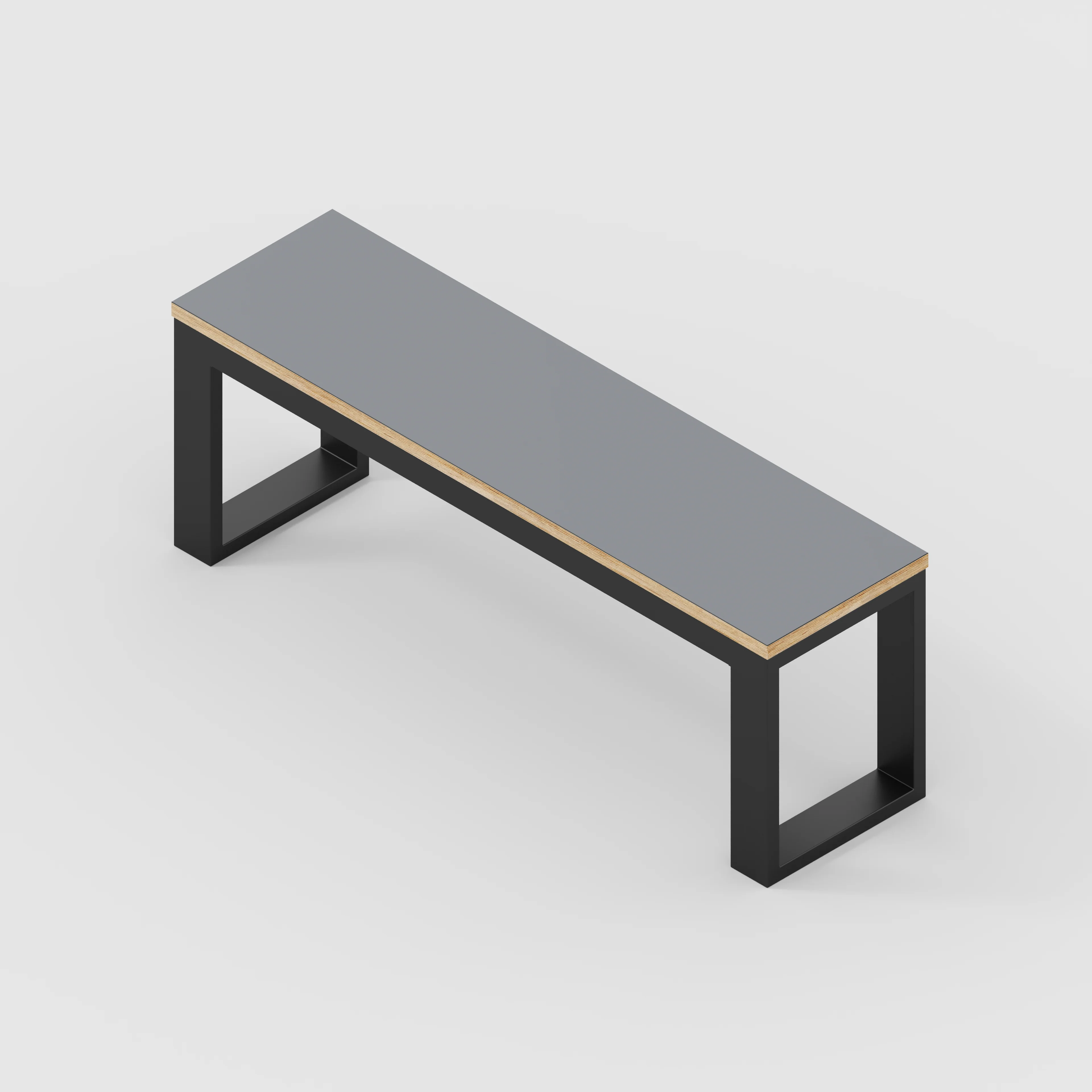 Plywood Bench Seat with Black Industrial Frame - Formica Tornado Grey - 1200(w) x 325(d) - Image 3