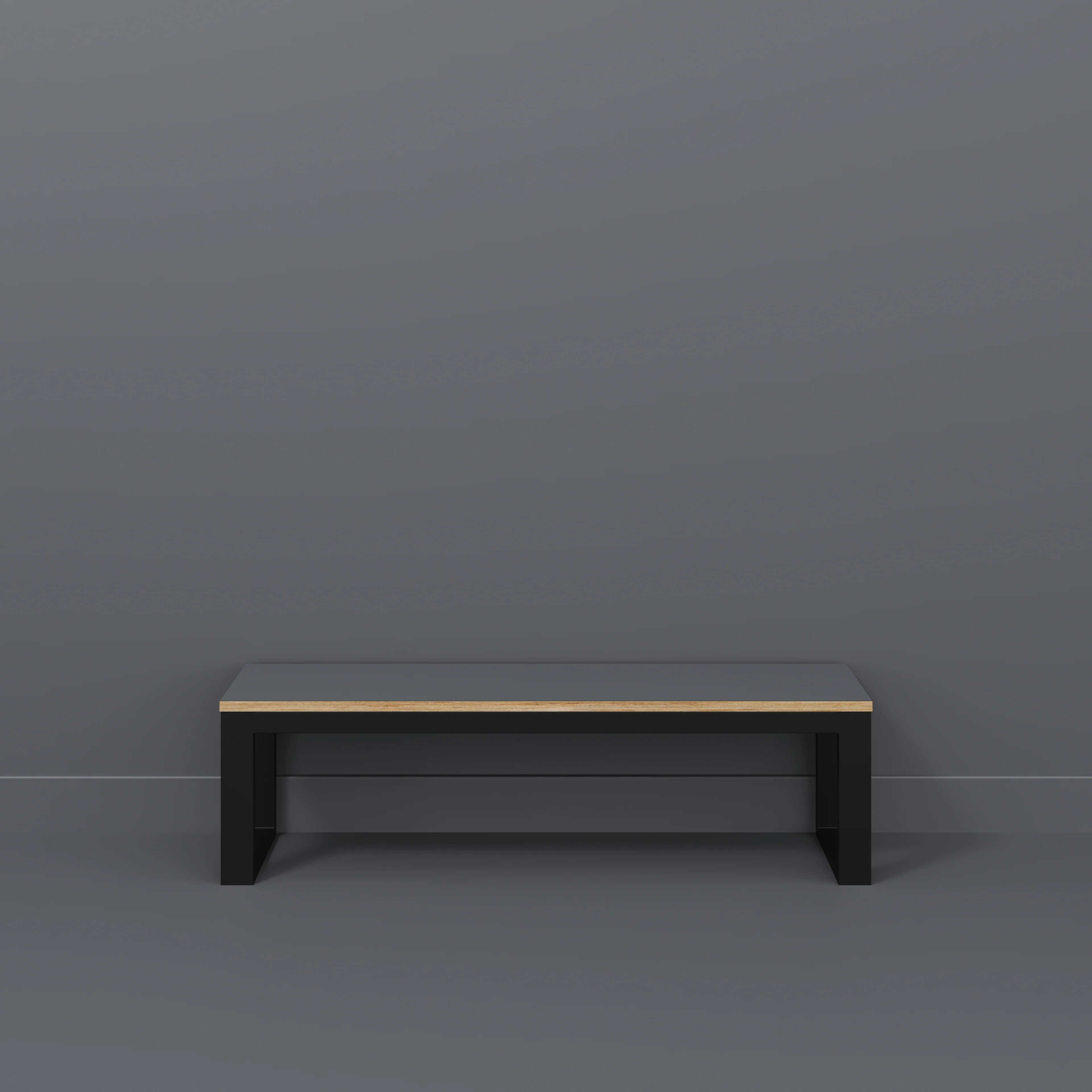 Plywood Bench Seat with Black Industrial Frame - Formica Tornado Grey - 1500(w) x 325(d) - Image 2