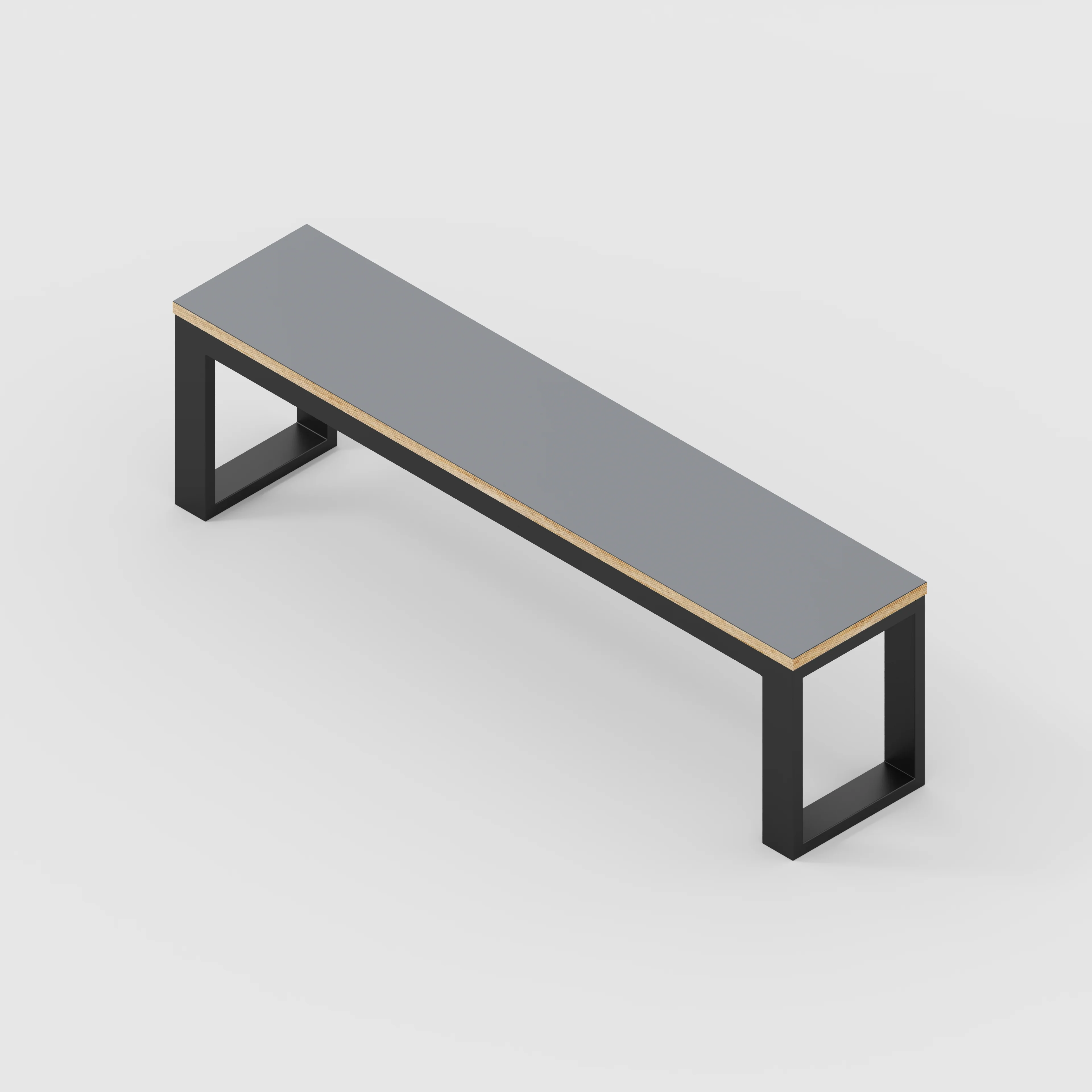 Plywood Bench Seat with Black Industrial Frame - Formica Tornado Grey - 1500(w) x 325(d) - Image 3