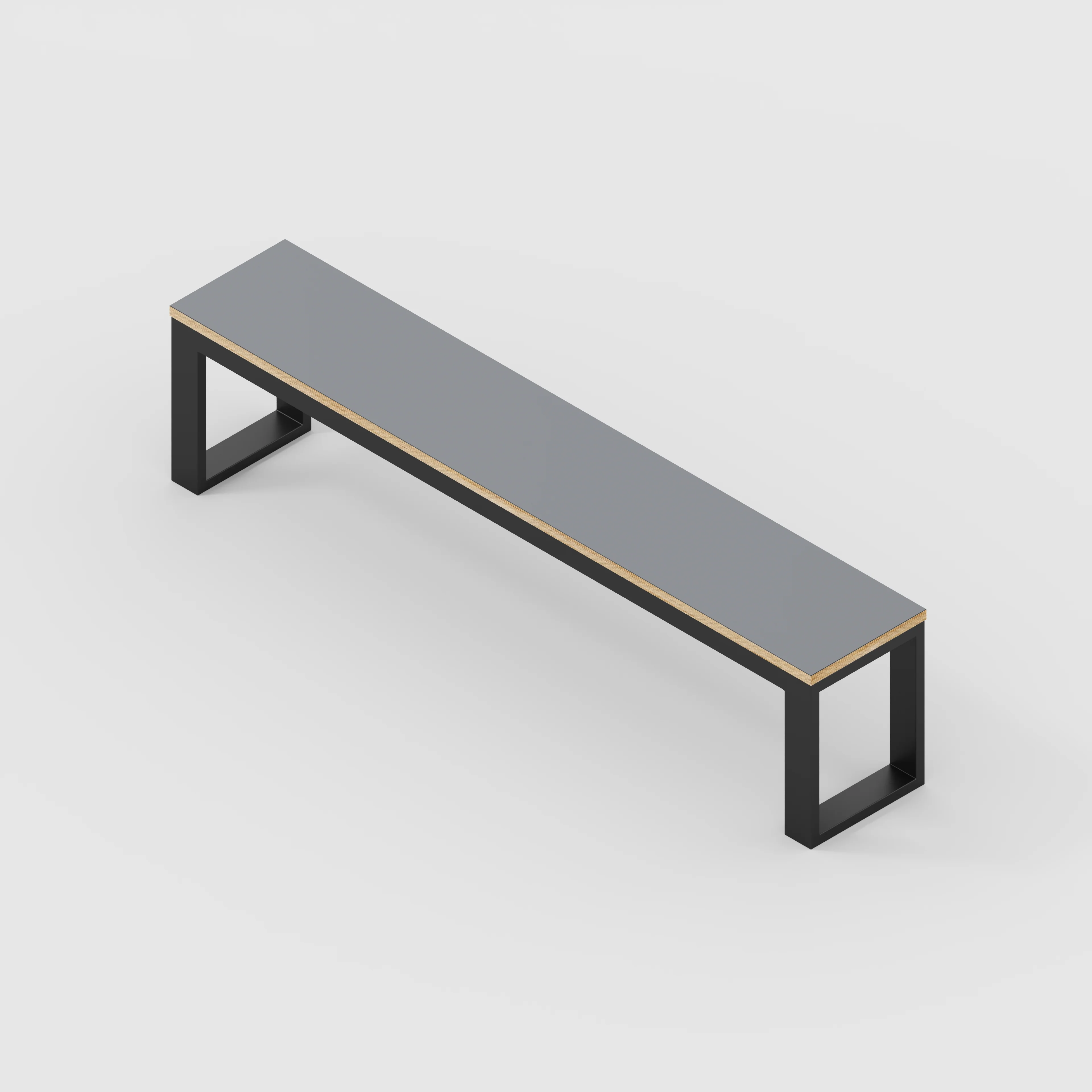 Plywood Bench Seat with Black Industrial Frame - Formica Tornado Grey - 1800(w) x 325(d) - Image 3