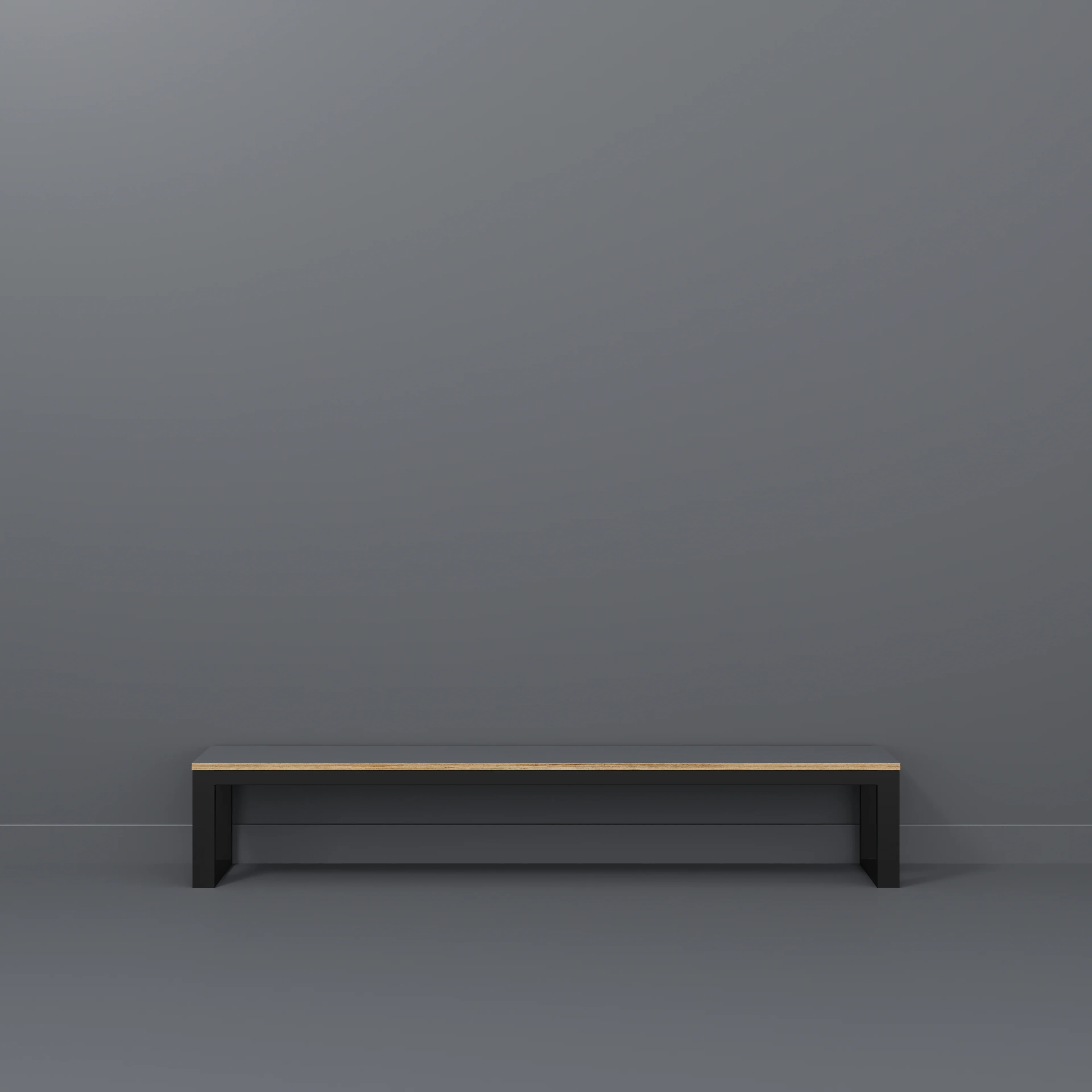 Plywood Bench Seat with Black Industrial Frame - Formica Tornado Grey - 2400(w) x 325(d) - Image 2