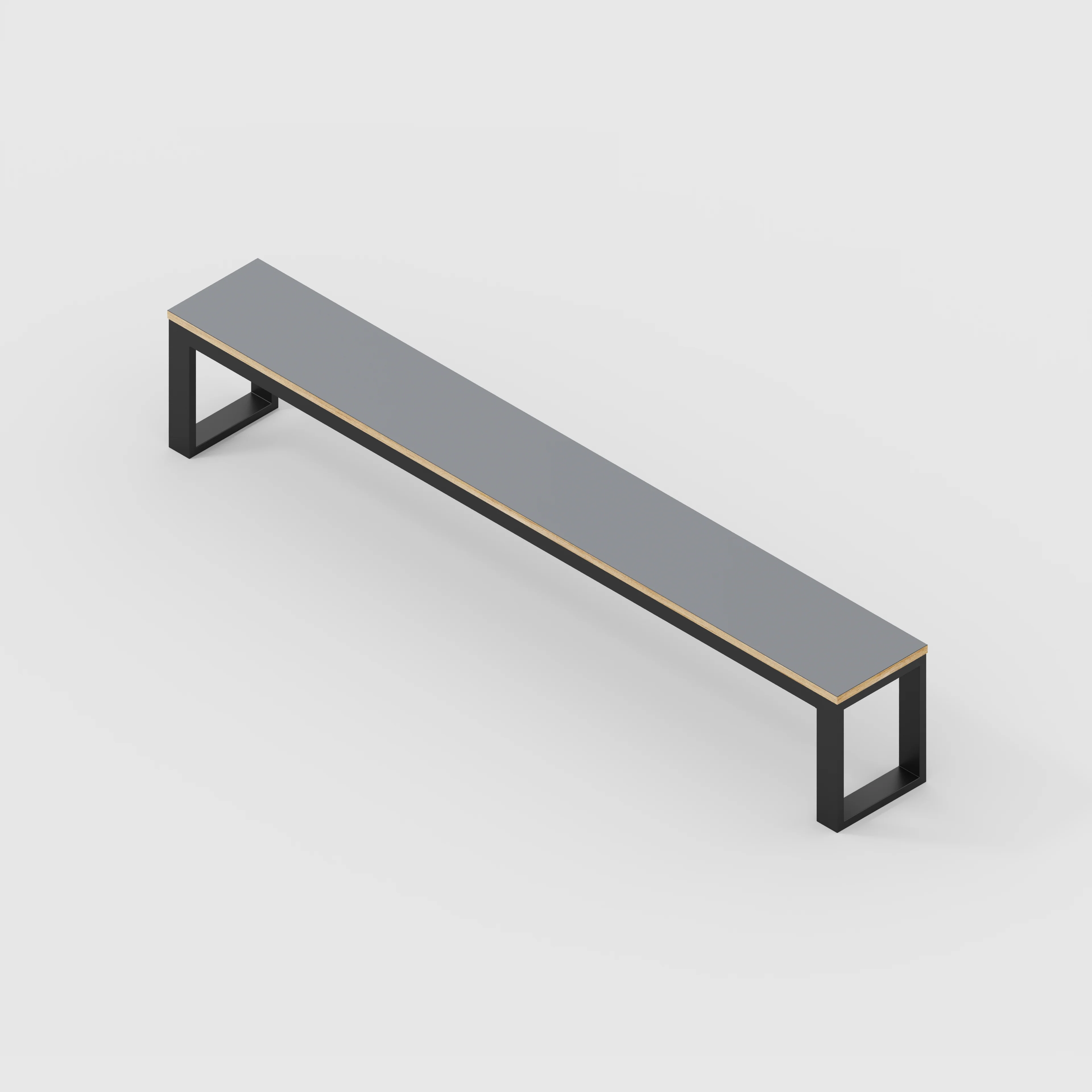 Plywood Bench Seat with Black Industrial Frame - Formica Tornado Grey - 2400(w) x 325(d) - Image 3