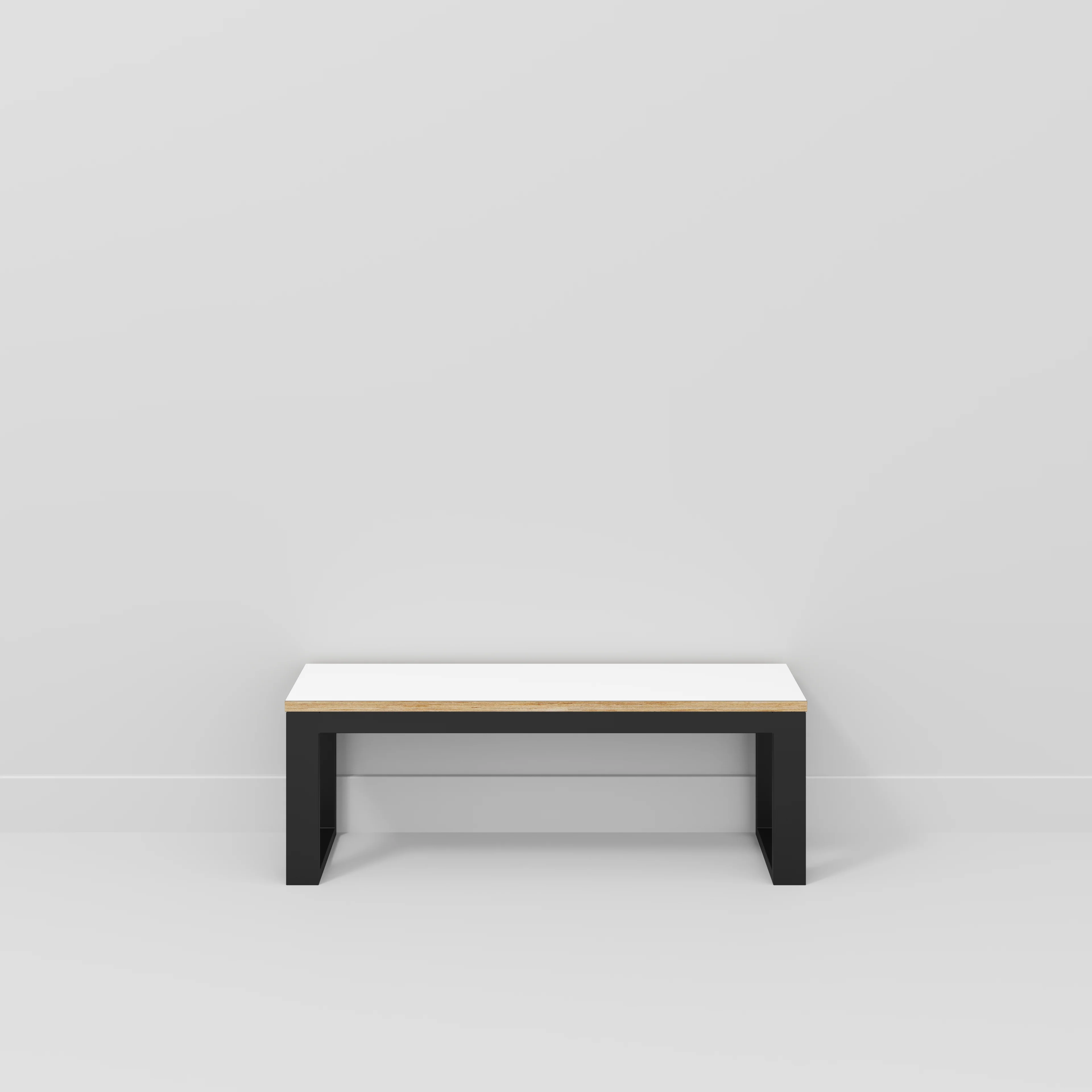 Plywood Bench Seat with Black Industrial Frame - Formica White - 1200(w) x 325(d) - Image 2