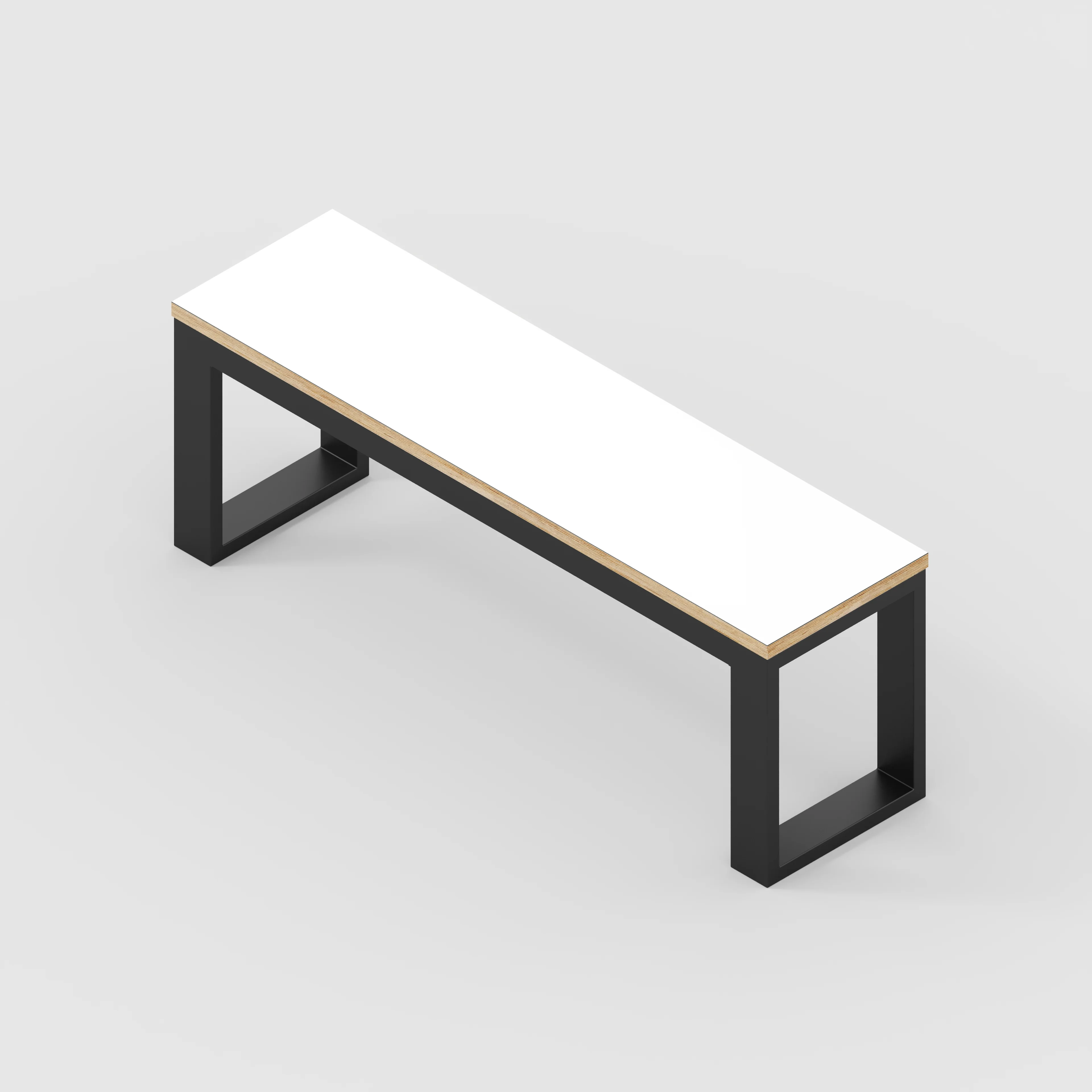 Plywood Bench Seat with Black Industrial Frame - Formica White - 1200(w) x 325(d) - Image 3