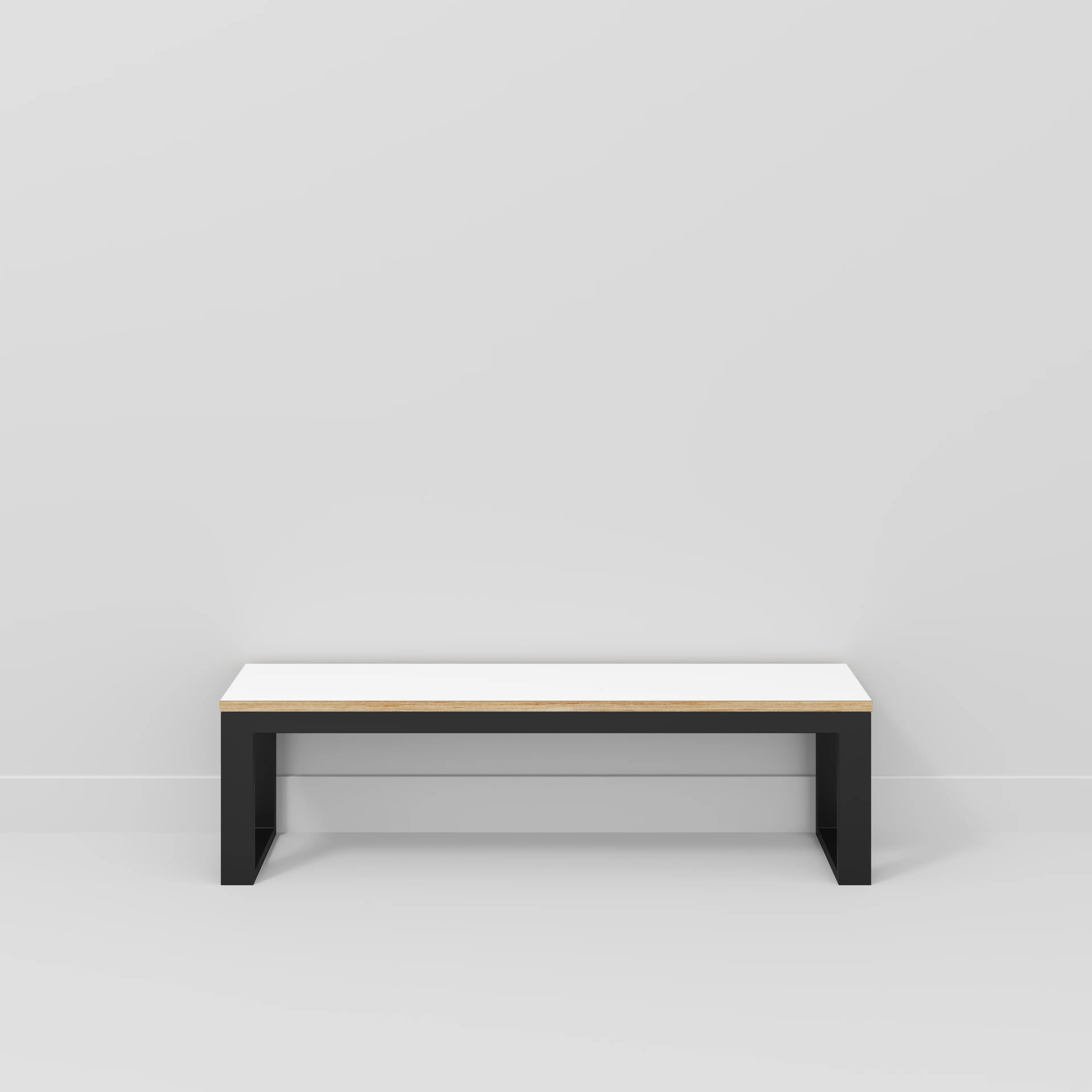 Plywood Bench Seat with Black Industrial Frame - Formica White - 1500(w) x 325(d) - Image 2