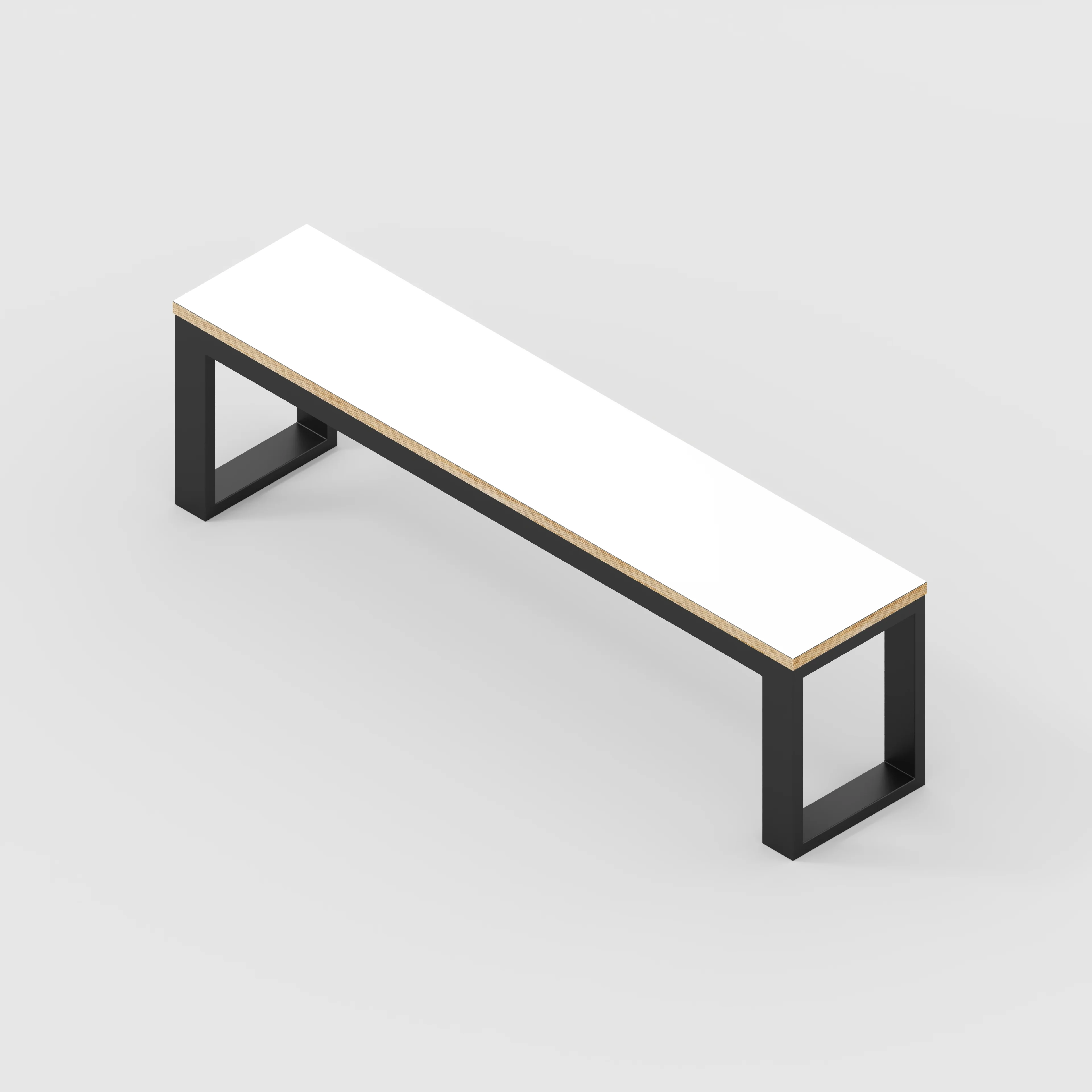 Plywood Bench Seat with Black Industrial Frame - Formica White - 1500(w) x 325(d) - Image 3