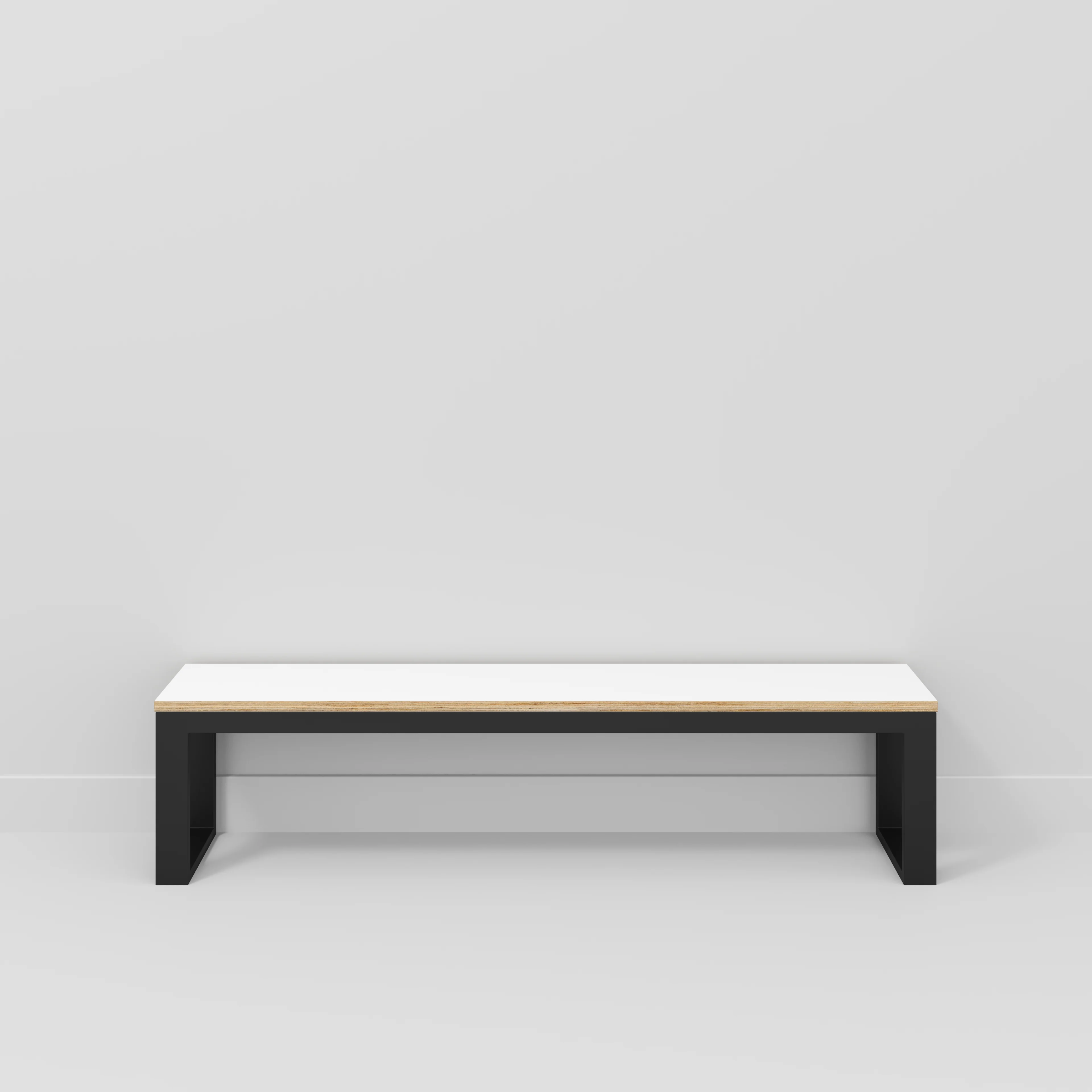 Plywood Bench Seat with Black Industrial Frame - Formica White - 1800(w) x 325(d) - Image 2