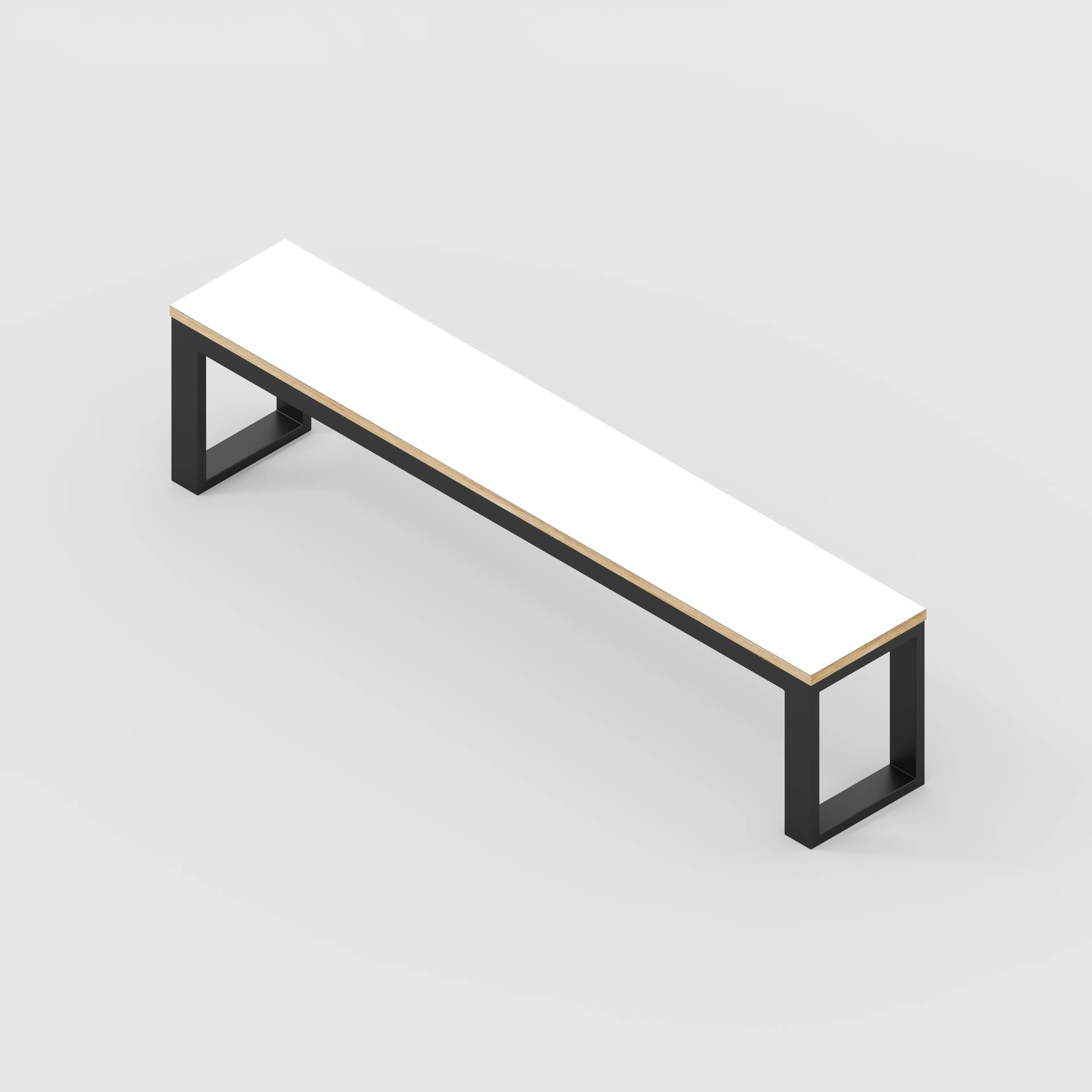 Plywood Bench Seat with Black Industrial Frame - Formica White - 1800(w) x 325(d) - Image 3