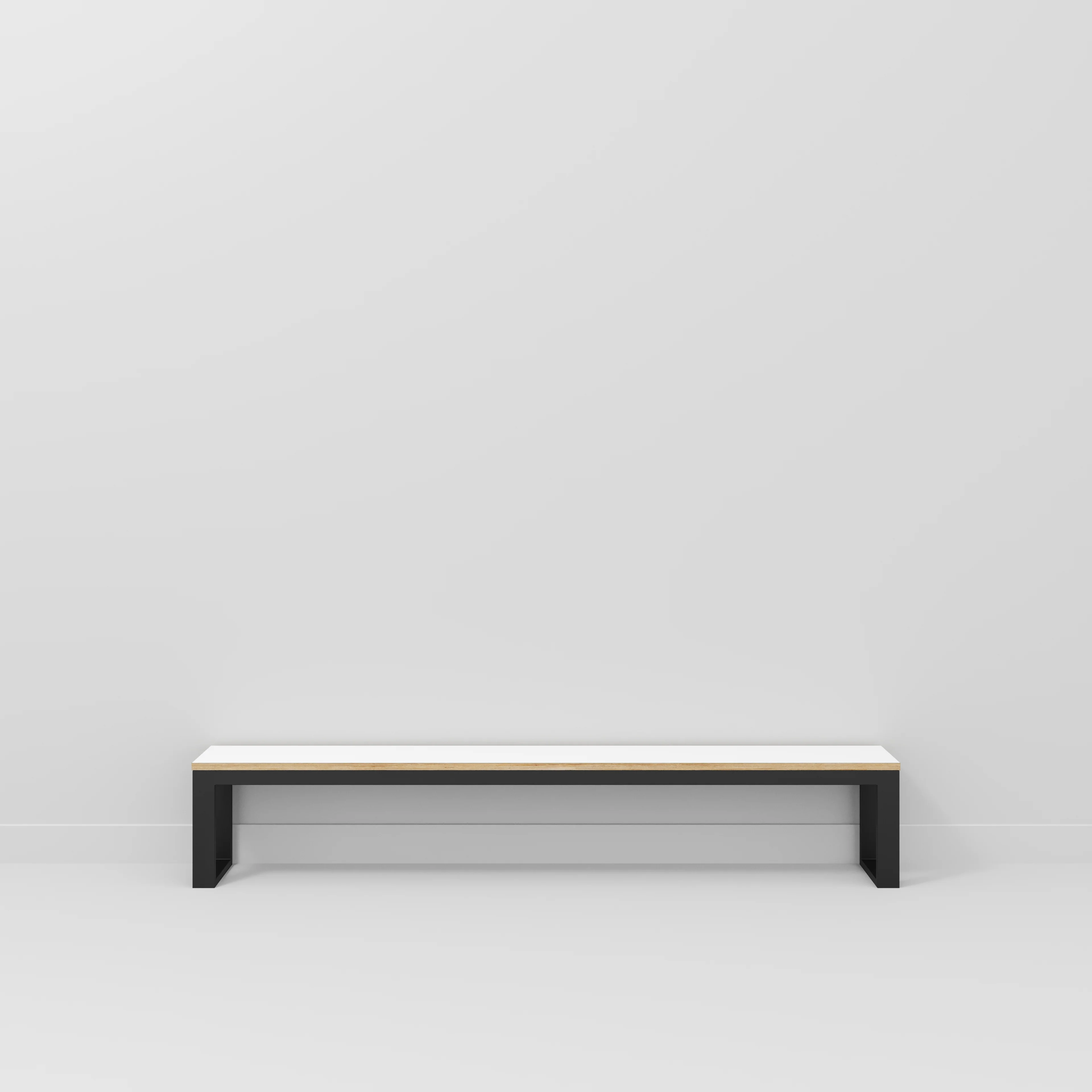 Plywood Bench Seat with Black Industrial Frame - Formica White - 2400(w) x 325(d) - Image 2