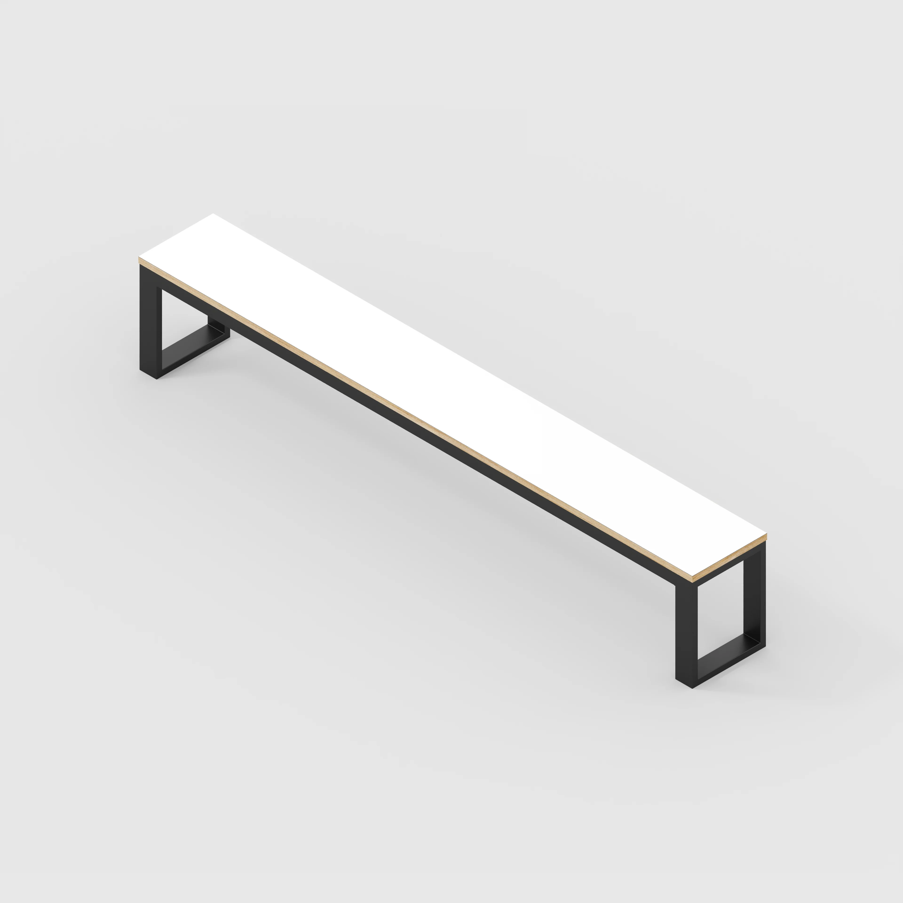 Plywood Bench Seat with Black Industrial Frame - Formica White - 2400(w) x 325(d) - Image 3