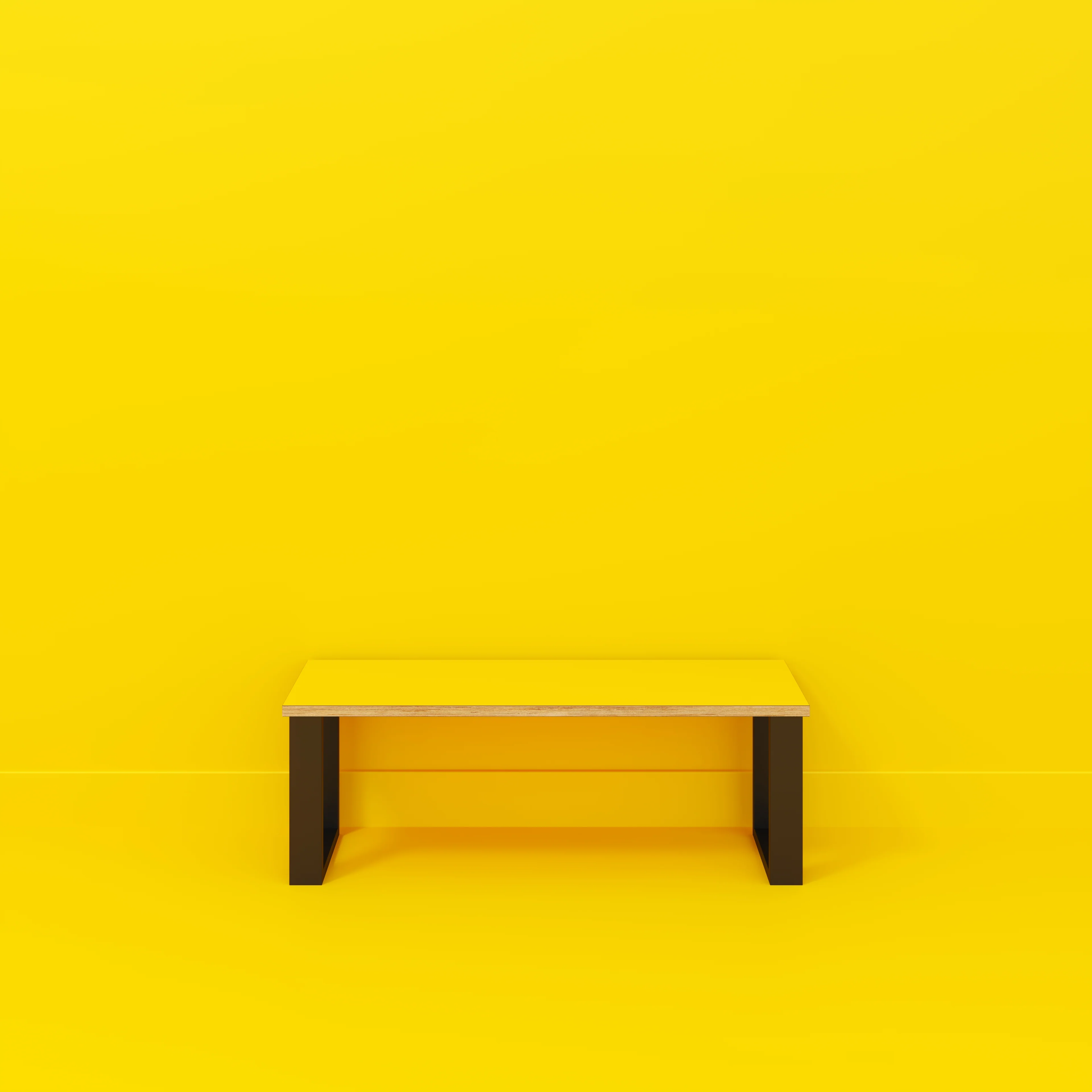 Plywood Bench Seat with Black Industrial Legs - Formica Chrome Yellow - 1200(w) x 400(d) - Image 2