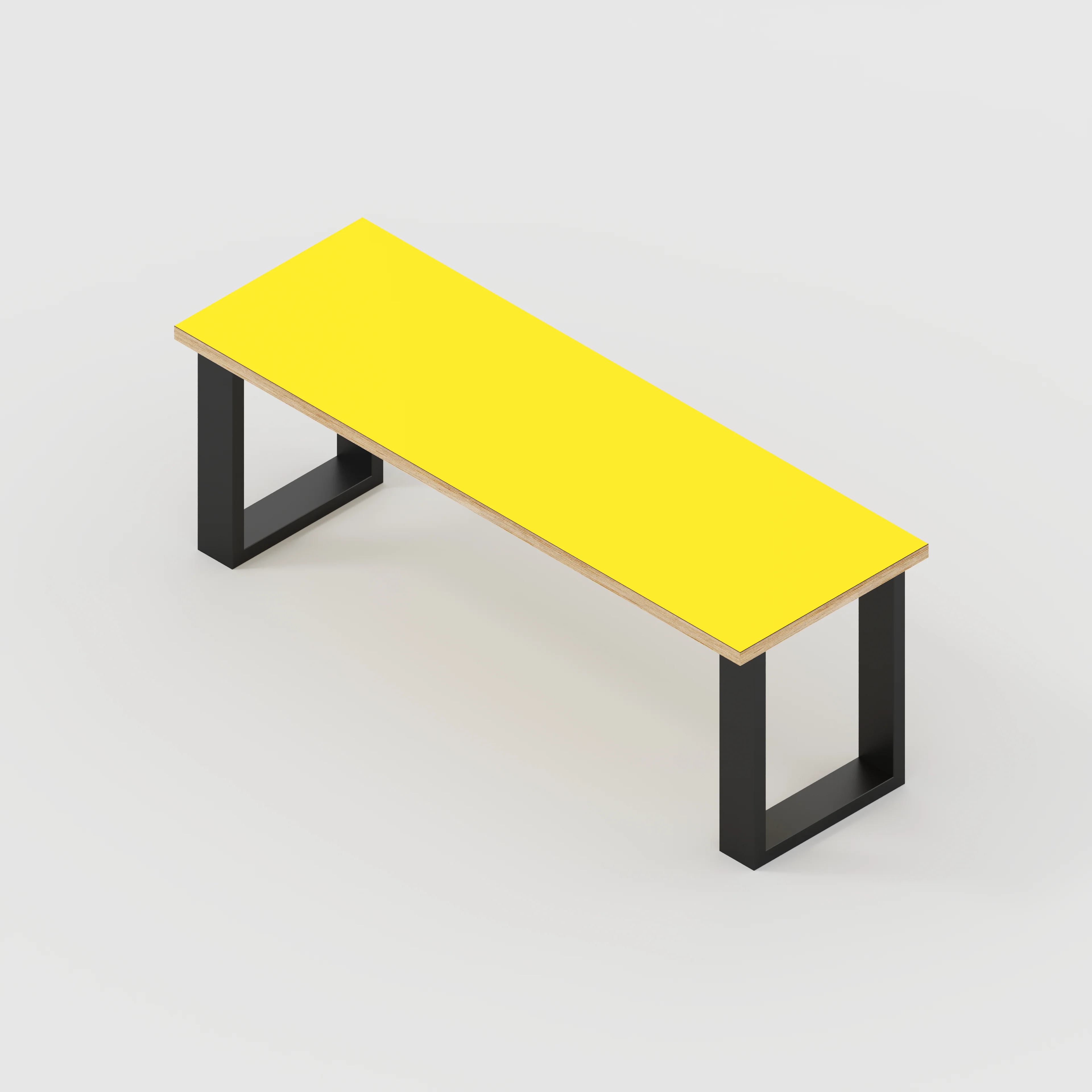 Plywood Bench Seat with Black Industrial Legs - Formica Chrome Yellow - 1200(w) x 400(d) - Image 3