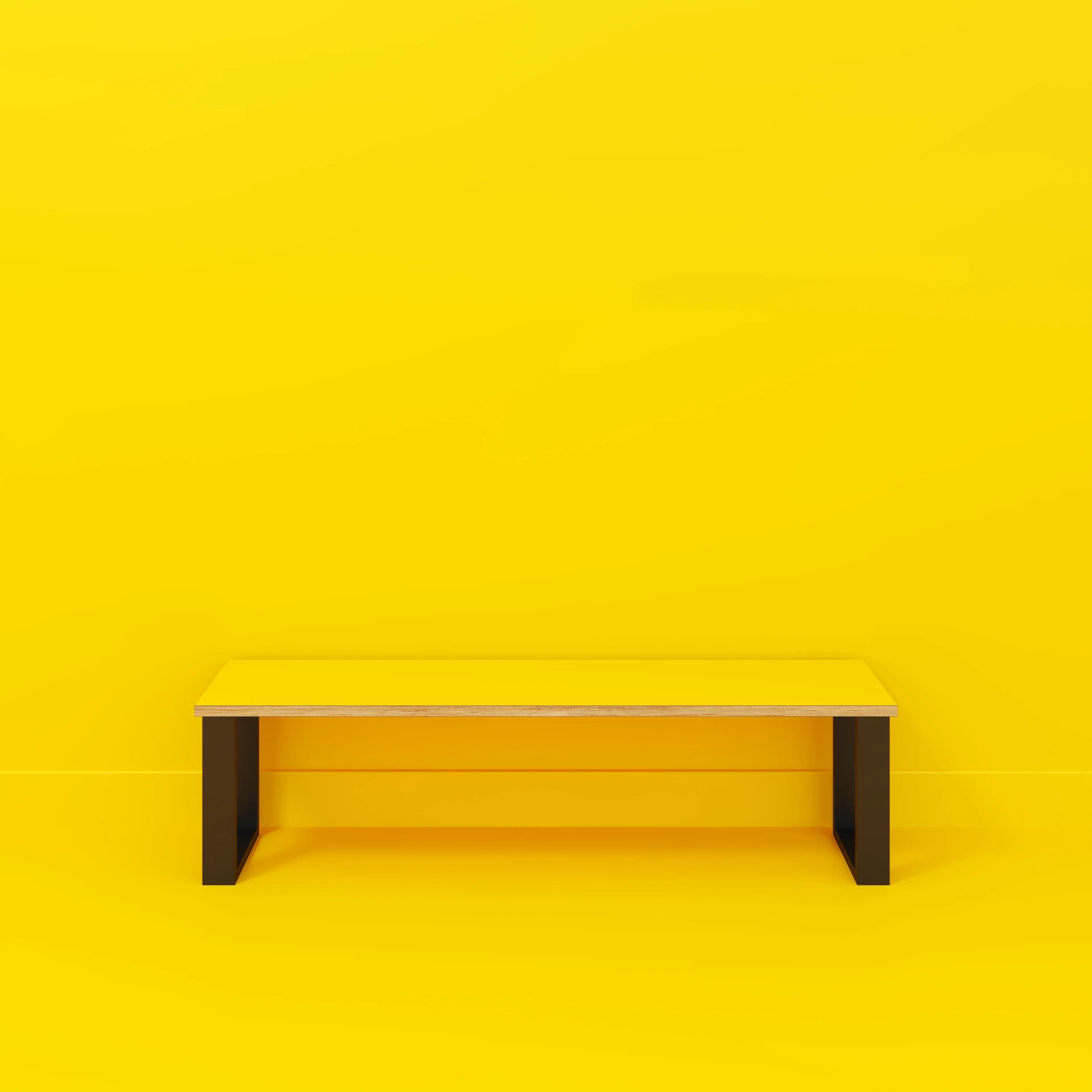 Plywood Bench Seat with Black Industrial Legs - Formica Chrome Yellow - 1600(w) x 400(d) - Image 2