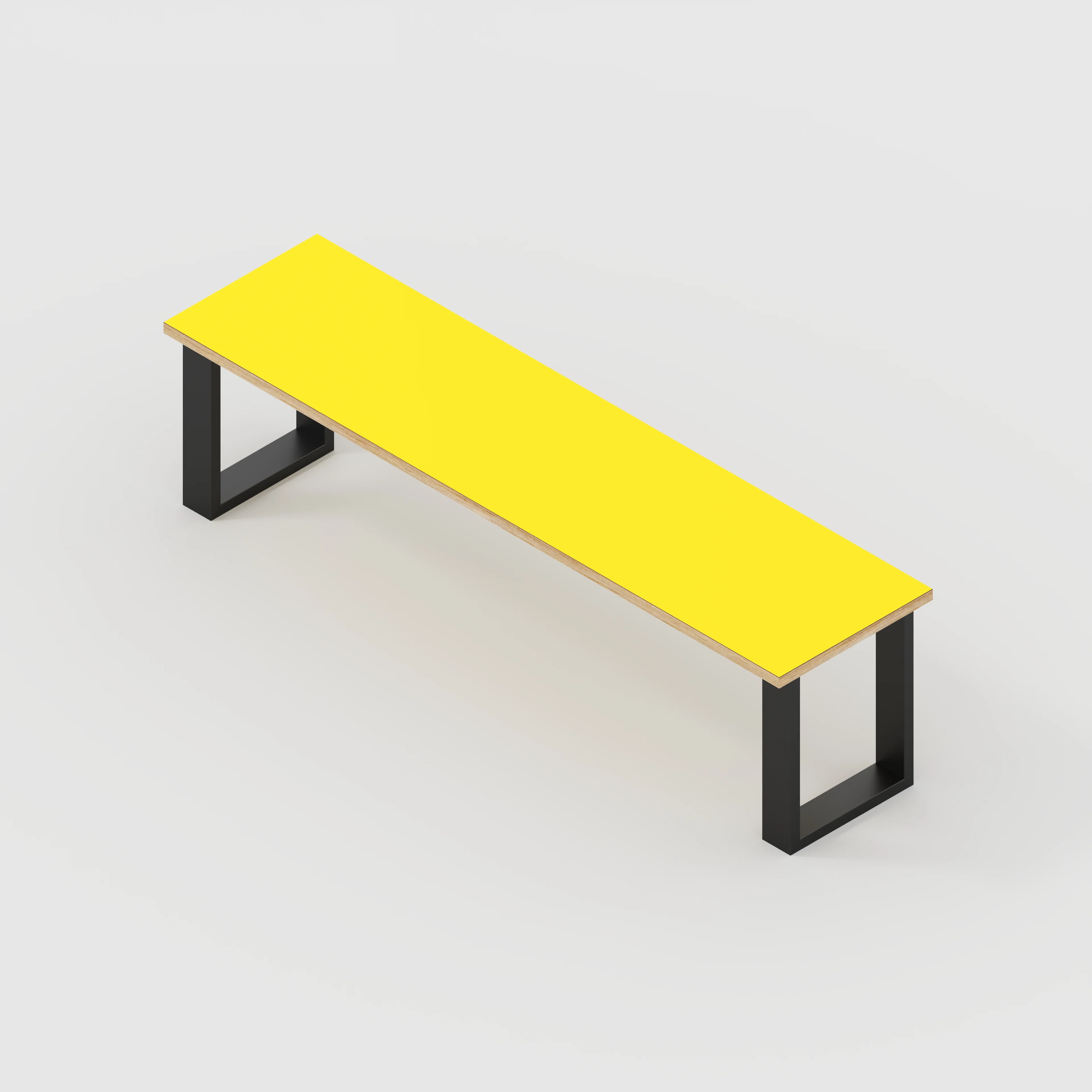 Plywood Bench Seat with Black Industrial Legs - Formica Chrome Yellow - 1600(w) x 400(d) - Image 3