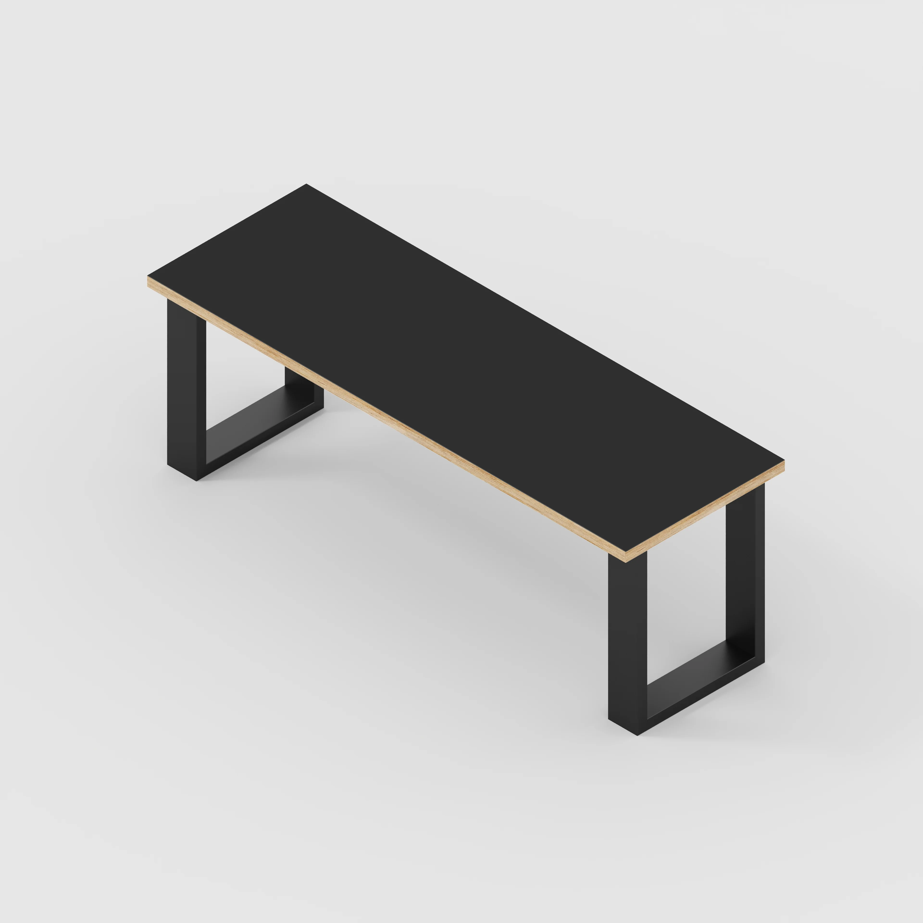 Plywood Bench Seat with Black Industrial Legs - Formica Diamond Black - 1200(w) x 400(d) - Image 3