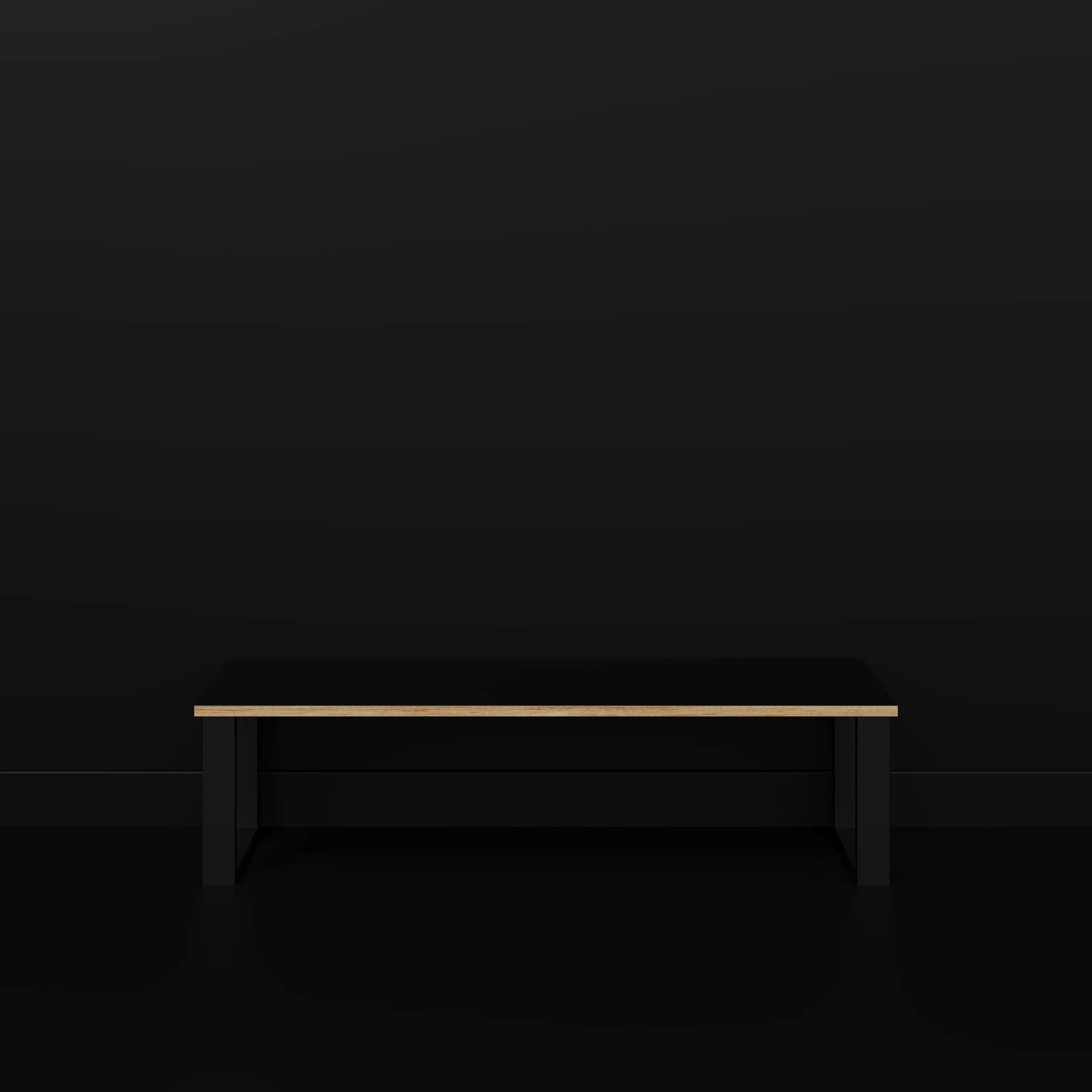 Plywood Bench Seat with Black Industrial Legs - Formica Diamond Black - 1600(w) x 400(d) - Image 2