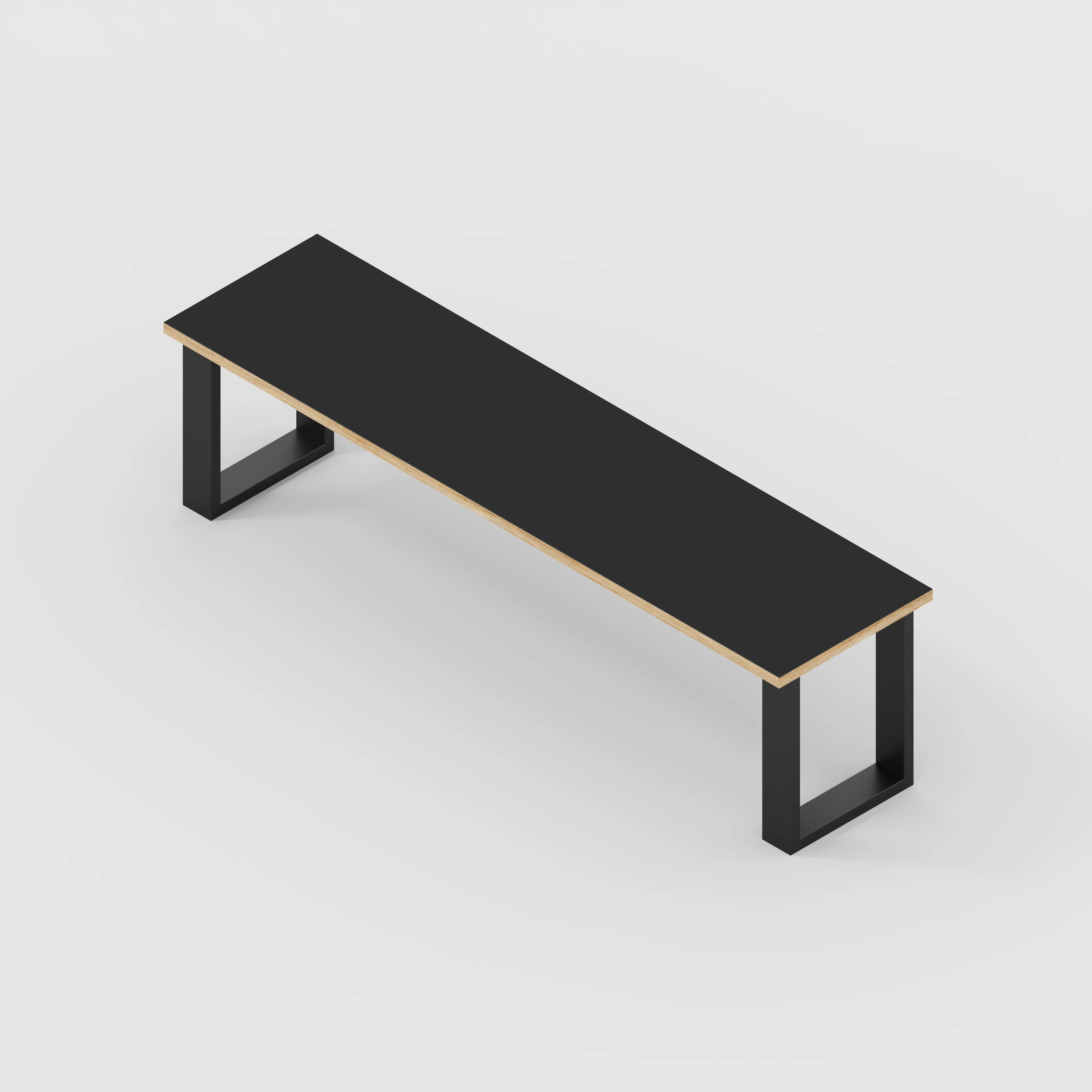 Plywood Bench Seat with Black Industrial Legs - Formica Diamond Black - 1600(w) x 400(d) - Image 3