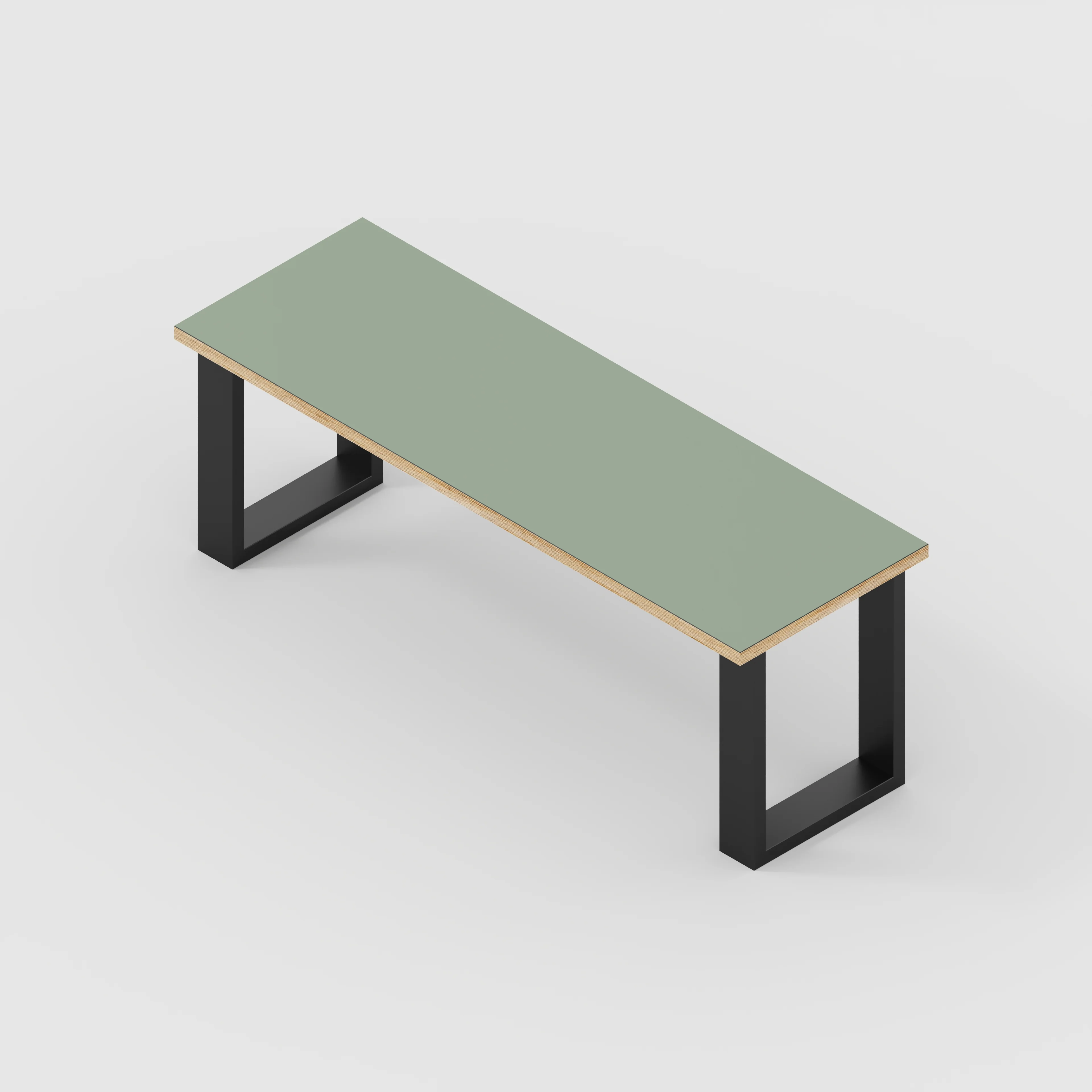 Plywood Bench Seat with Black Industrial Legs - Formica Green Slate - 1200(w) x 400(d) - Image 3